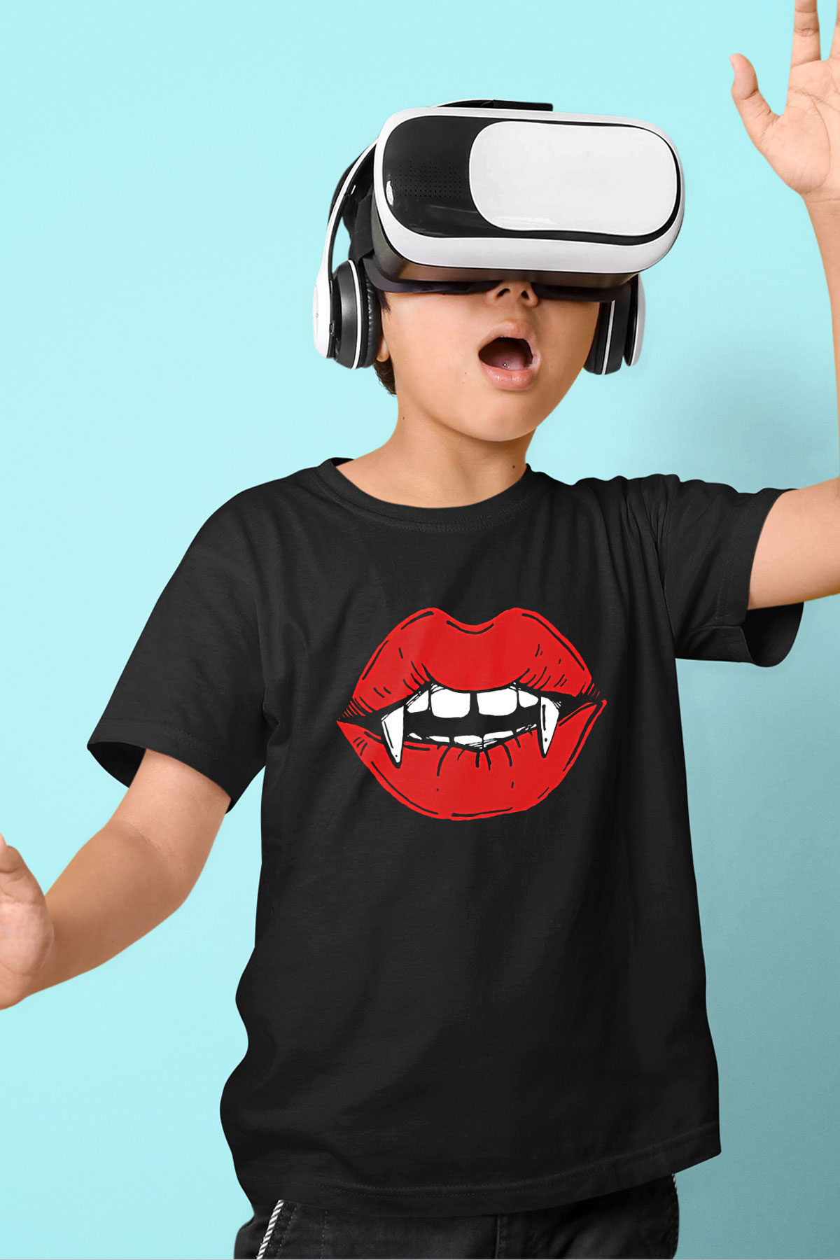 Halloween Baskılı Unisex Siyah Çocuk Tişört - Tshirt