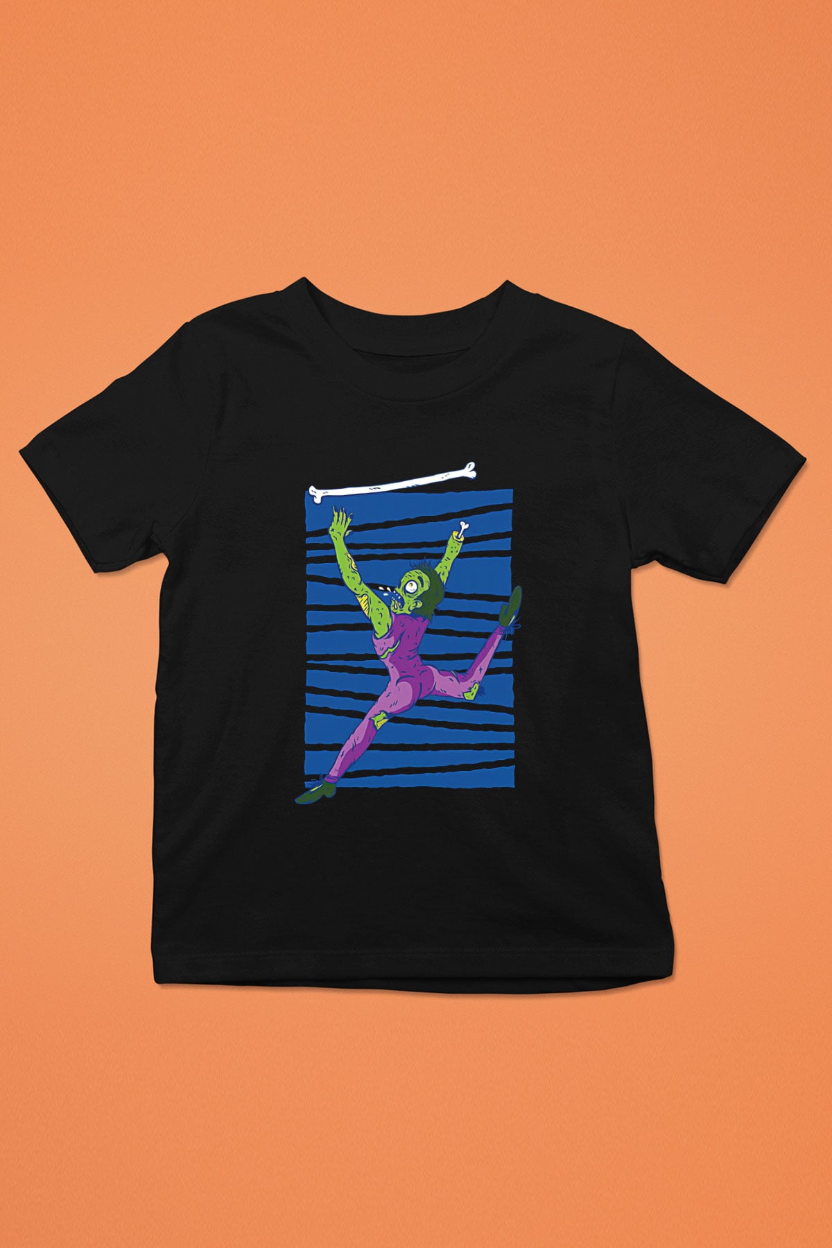 Halloween Baskılı Unisex Siyah Çocuk Tişört - Tshirt