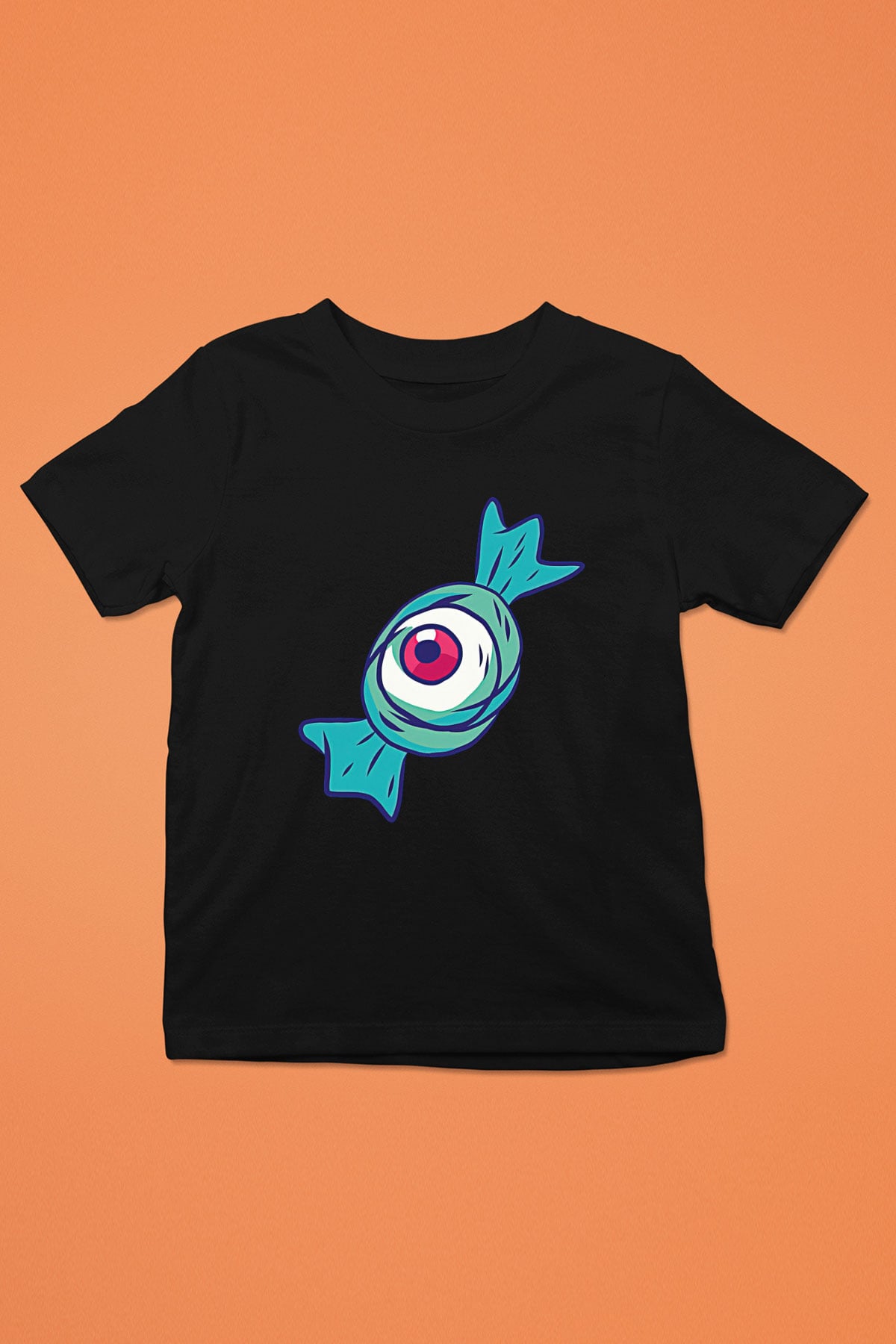 Halloween Baskılı Unisex Siyah Çocuk Tişört - Tshirt