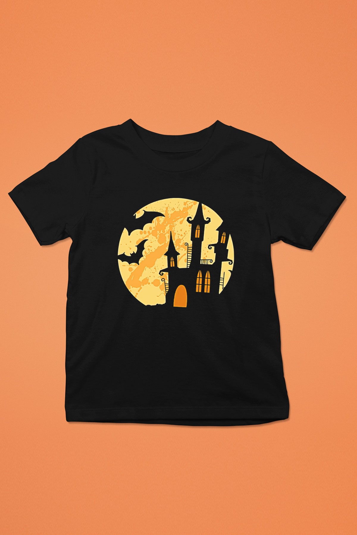Halloween Baskılı Unisex Siyah Çocuk Tişört - Tshirt