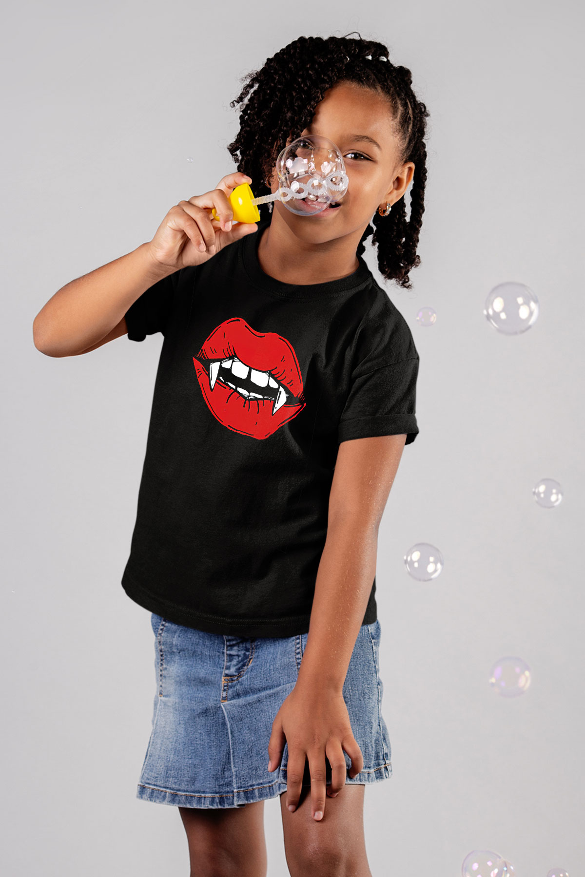Halloween Baskılı Unisex Siyah Çocuk Tişört - Tshirt