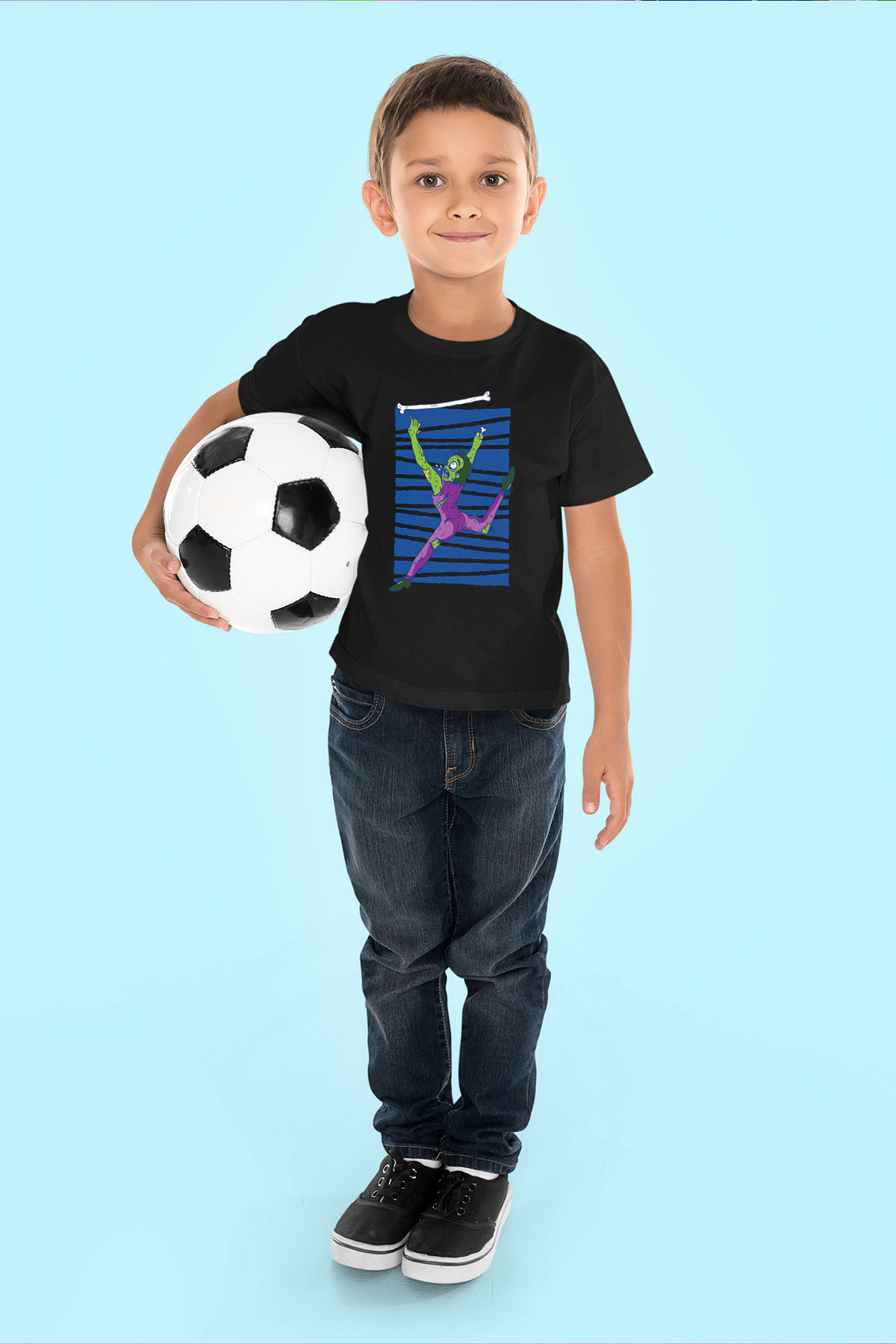 Halloween Baskılı Unisex Siyah Çocuk Tişört - Tshirt