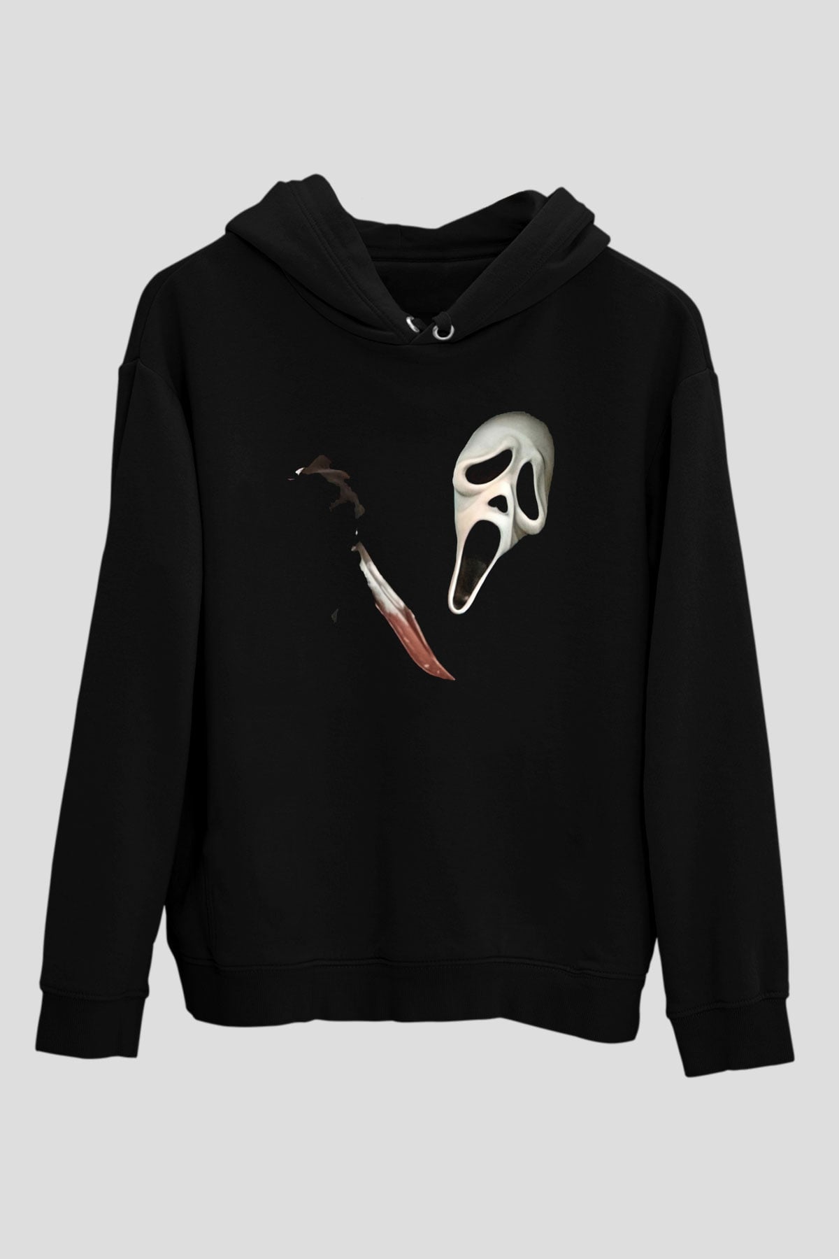 Halloween Baskılı Unisex Siyah Hoodie