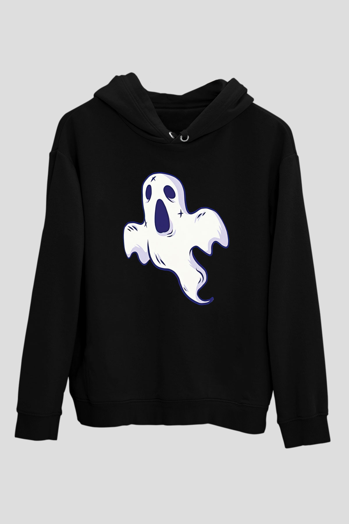 Halloween Baskılı Unisex Siyah Hoodie