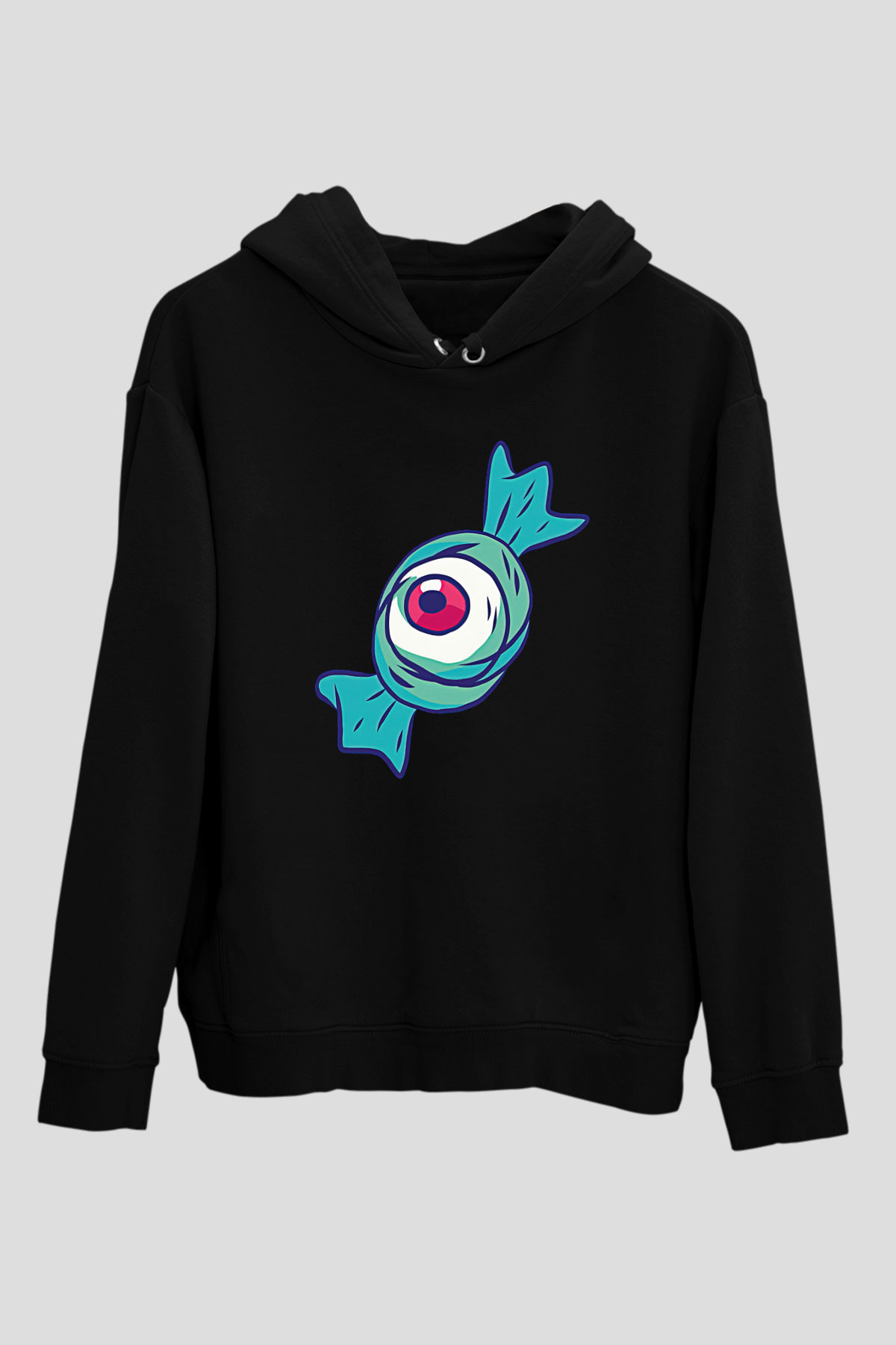 Halloween Baskılı Unisex Siyah Hoodie