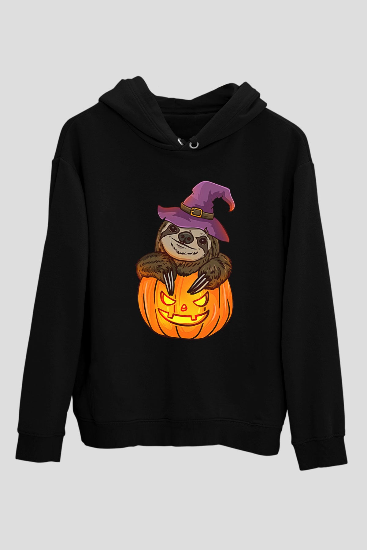 Halloween Baskılı Unisex Siyah Hoodie