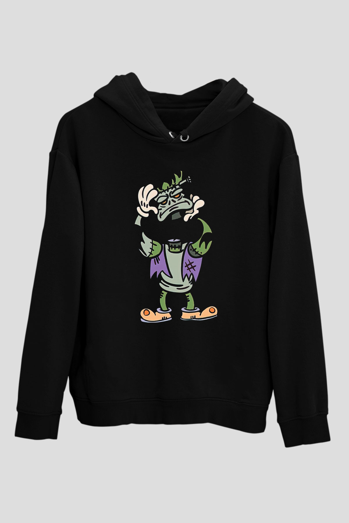 Halloween Baskılı Unisex Siyah Hoodie