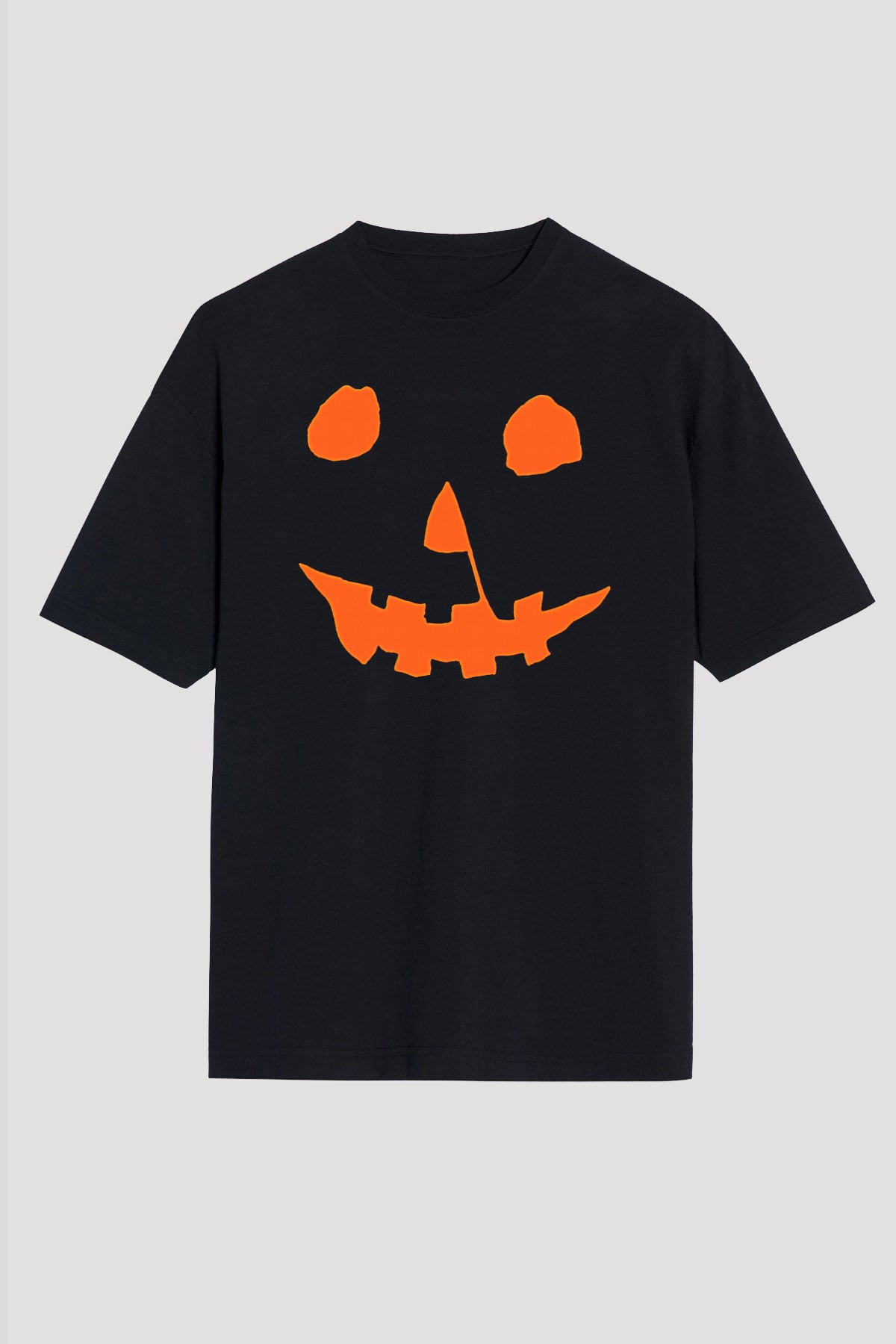 Halloween Baskılı Unisex Siyah Oversize Tişört - Tshirt