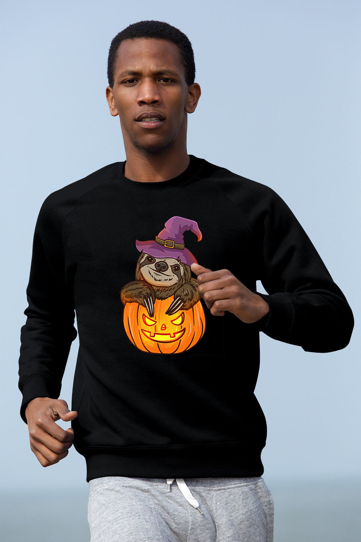 Halloween Baskılı Unisex Siyah Sweatshirt