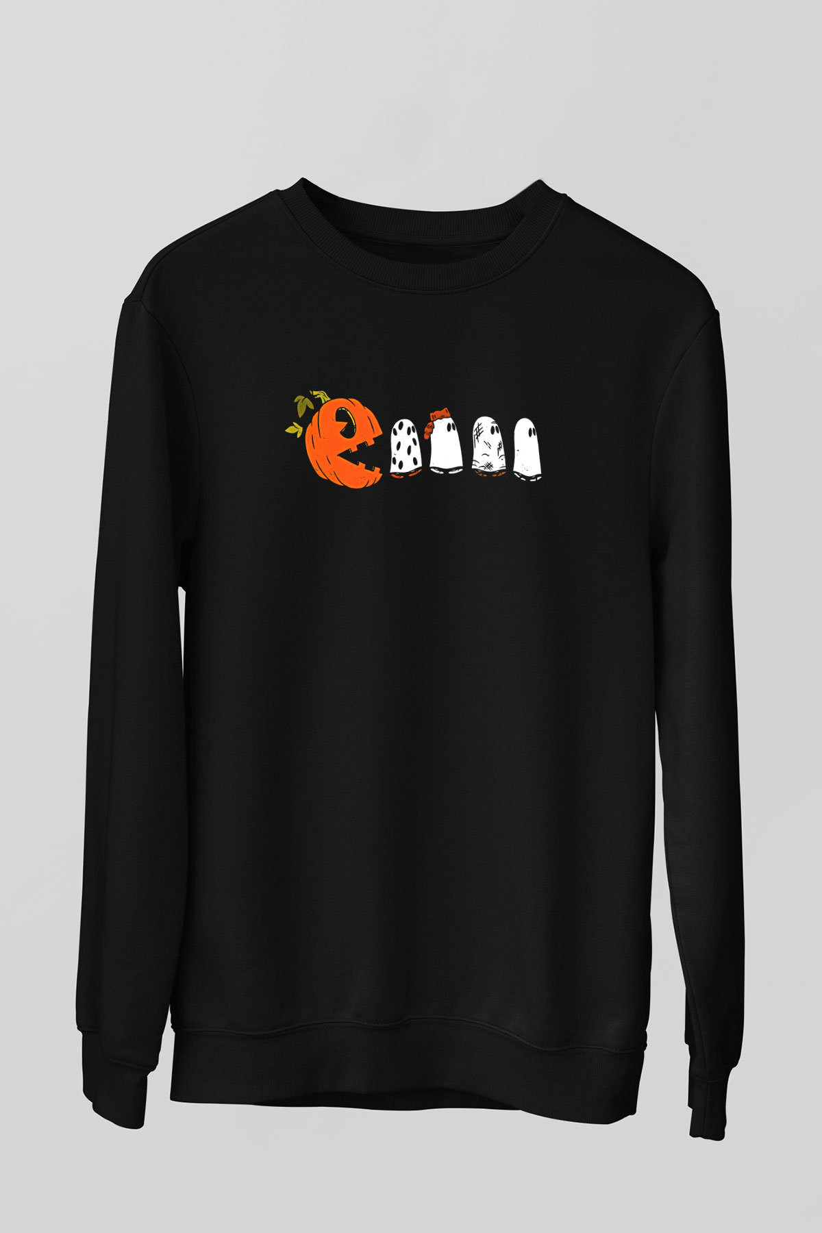 Halloween Baskılı Unisex Siyah Sweatshirt