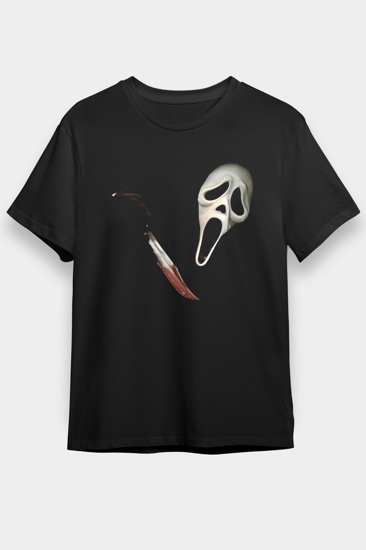 Halloween Baskılı Unisex Siyah Tişört - Tshirt