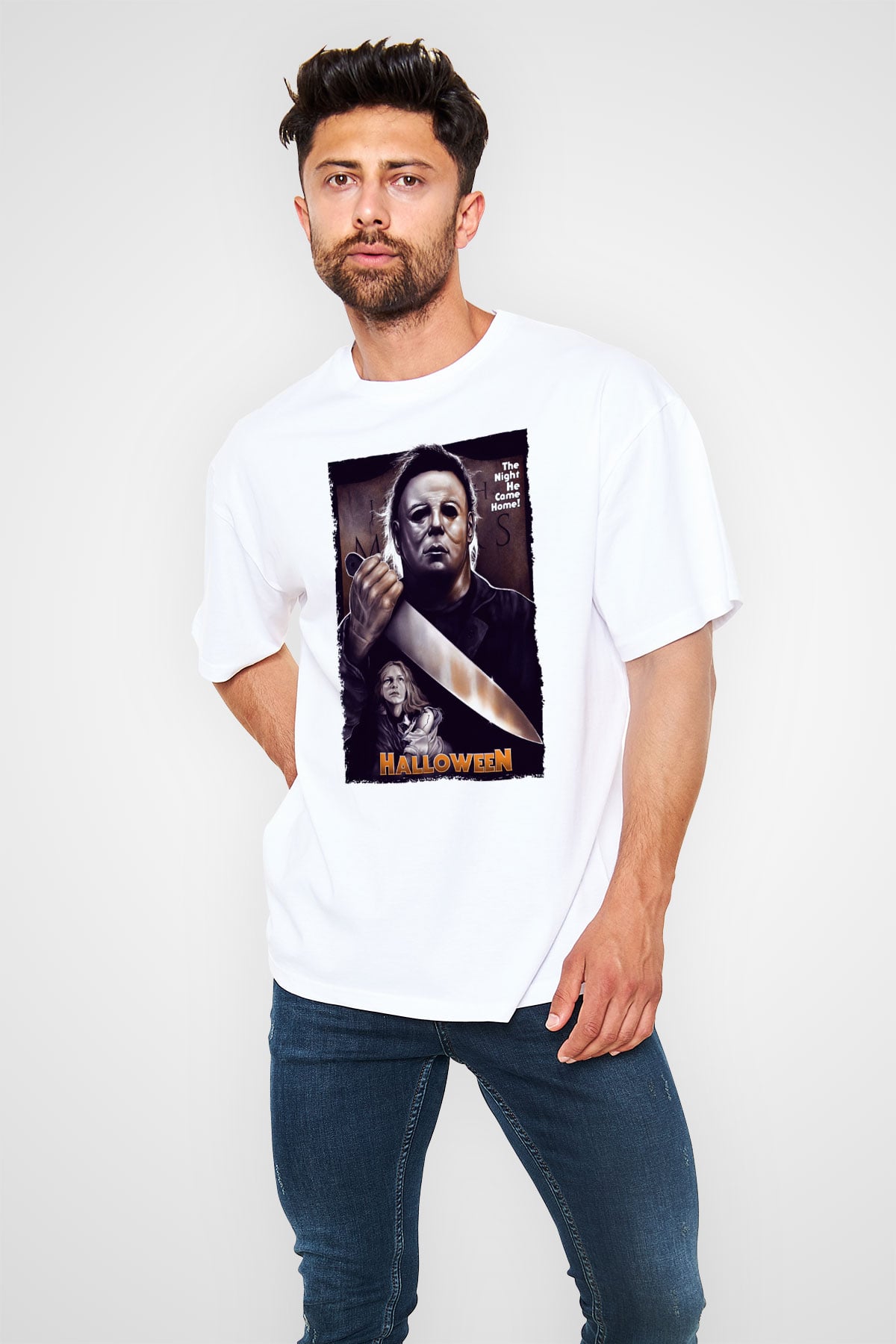 Halloween Beyaz Oversize Tişört Oversize T-shirt