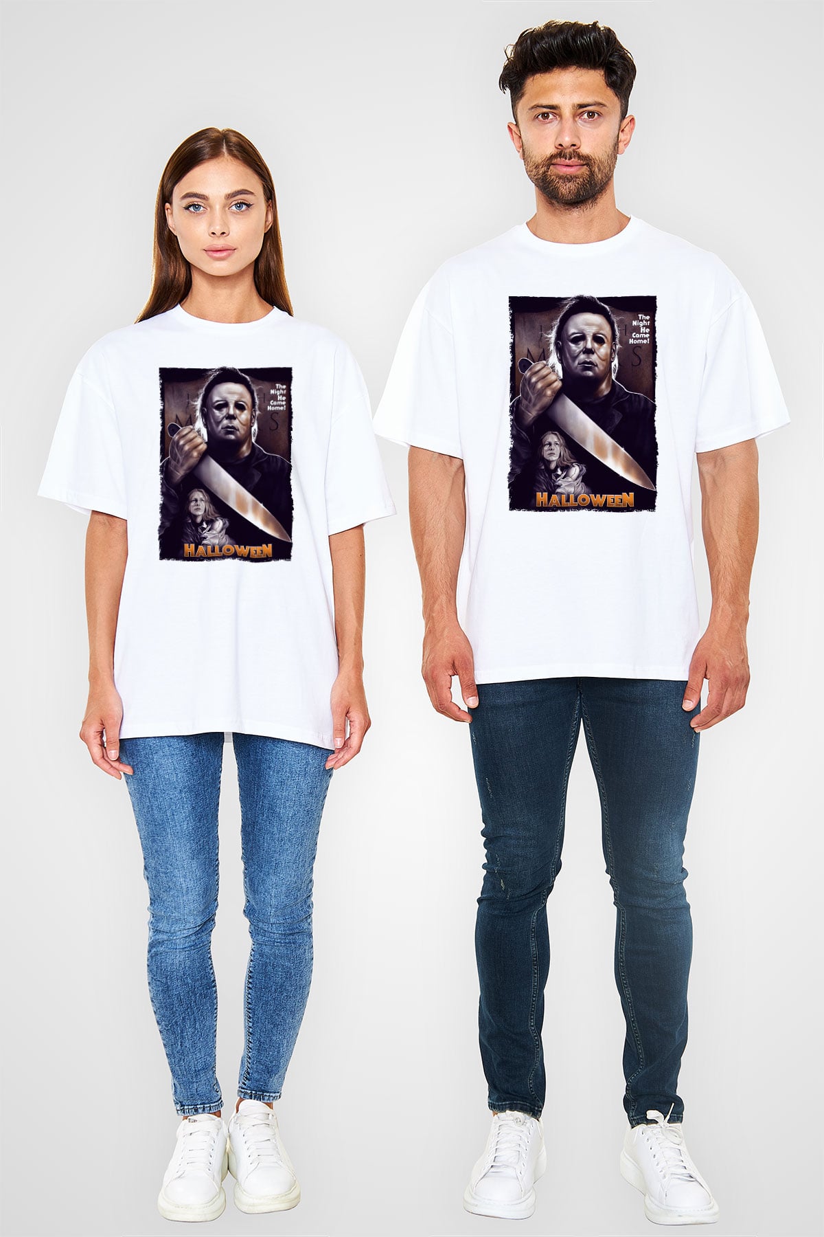 Halloween Beyaz Oversize Tişört Oversize T-shirt