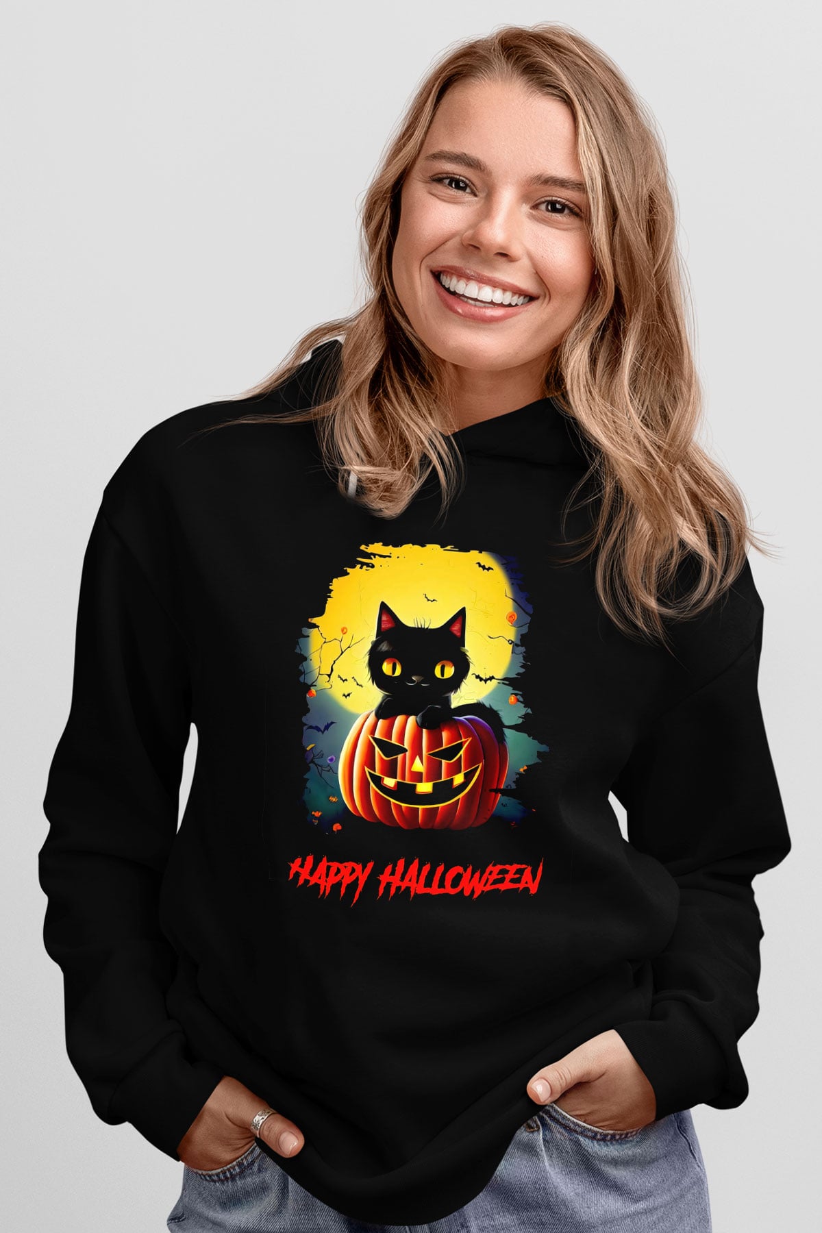 Halloween KedicikSiyah  Unisex Hoodie