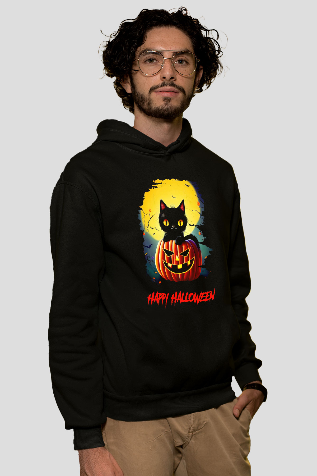 Halloween KedicikSiyah  Unisex Hoodie