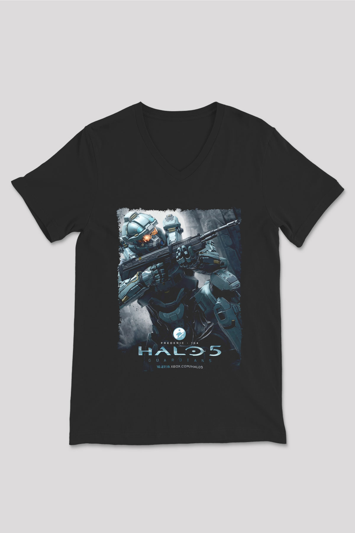 Halo Wars Siyah Unisex V Yaka Tişört