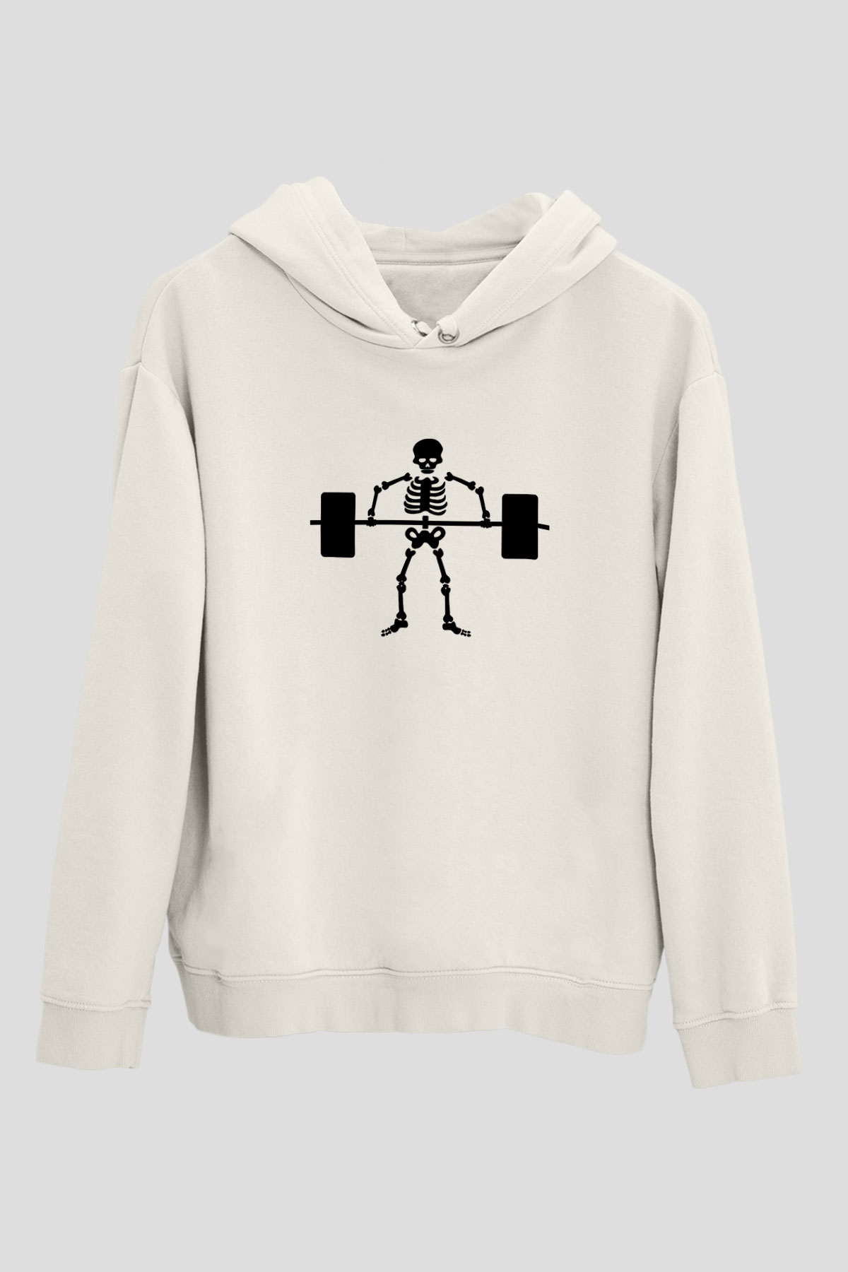 Halter Baskılı Unisex Ekru Hoodie
