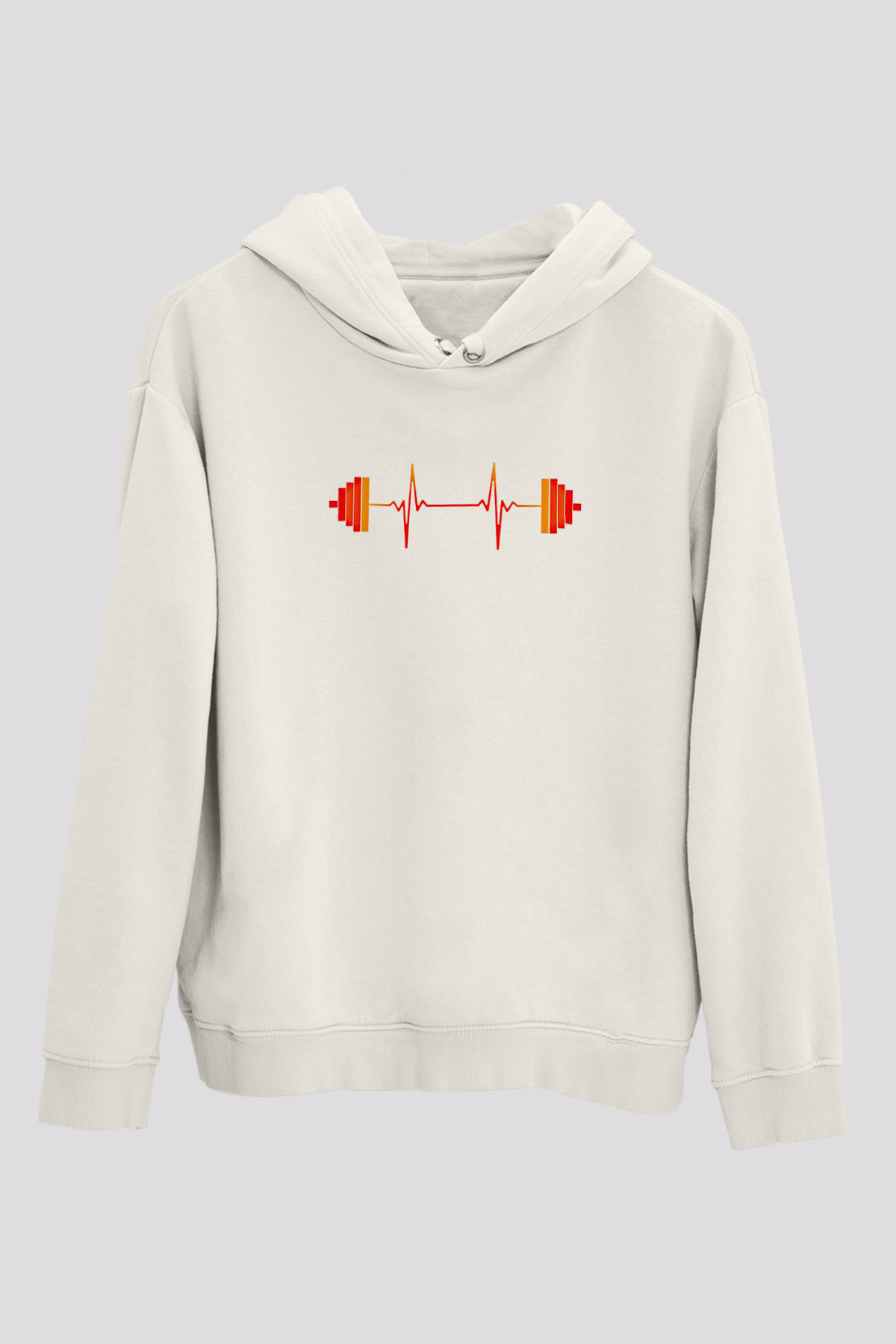 Halter Baskılı Unisex Ekru Hoodie