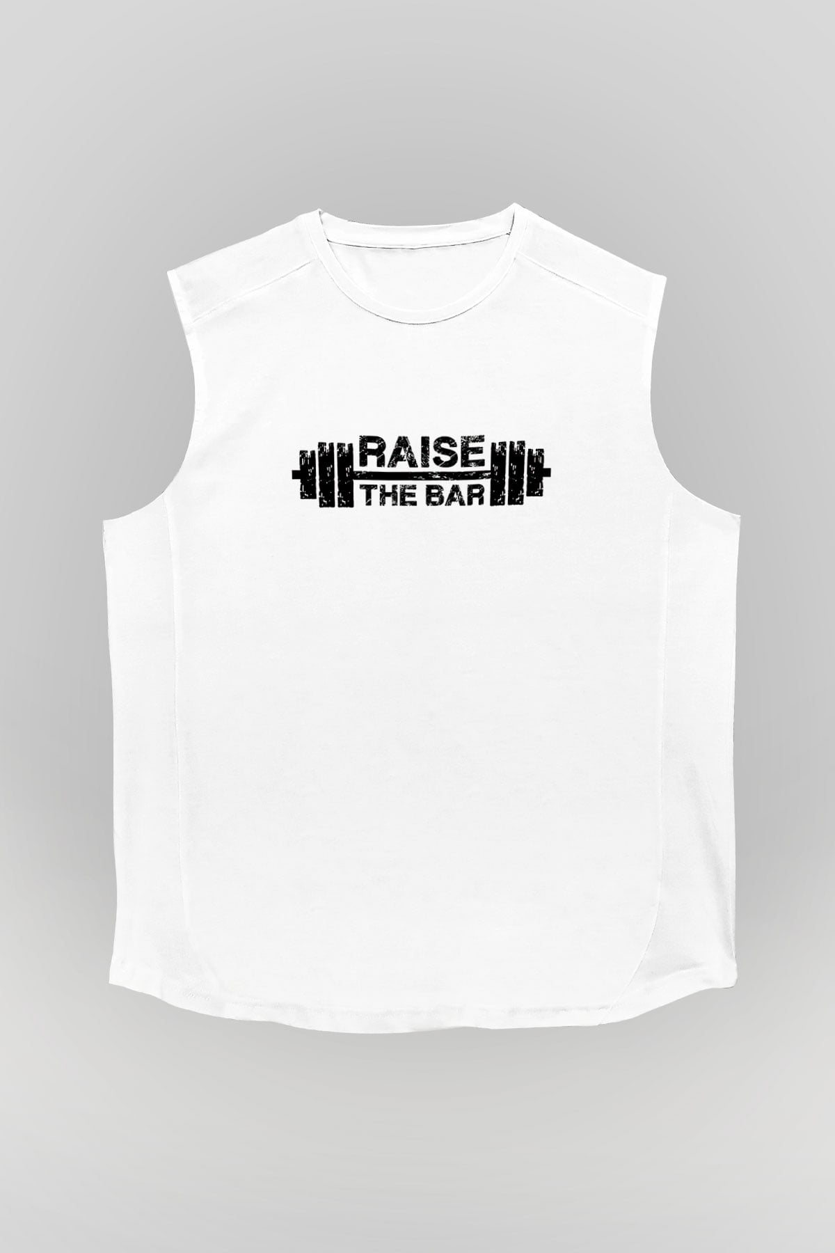 Halter Baskılı Unisex Kolsuz Beyaz Tişört