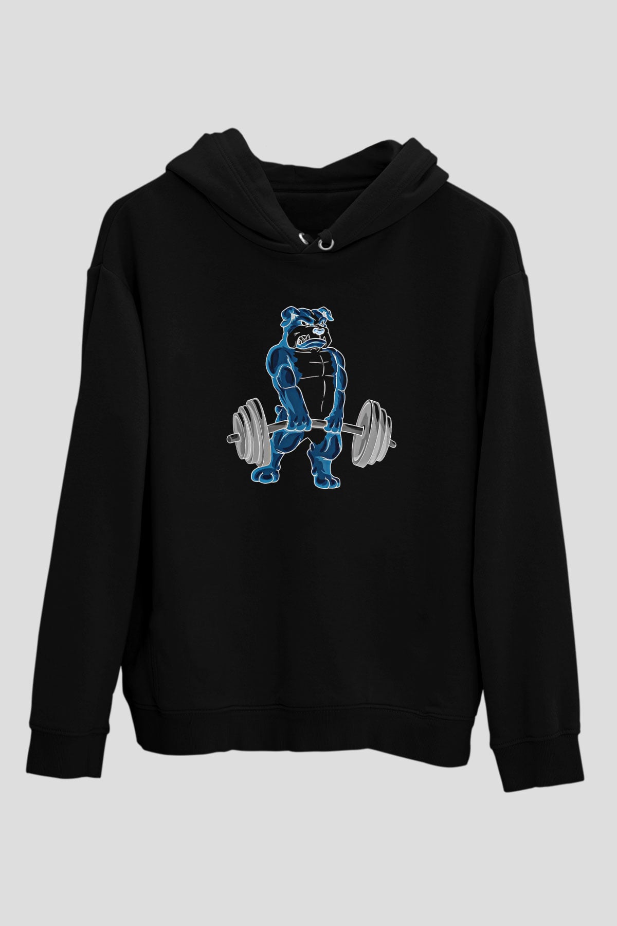 Halter Baskılı Unisex Siyah Hoodie