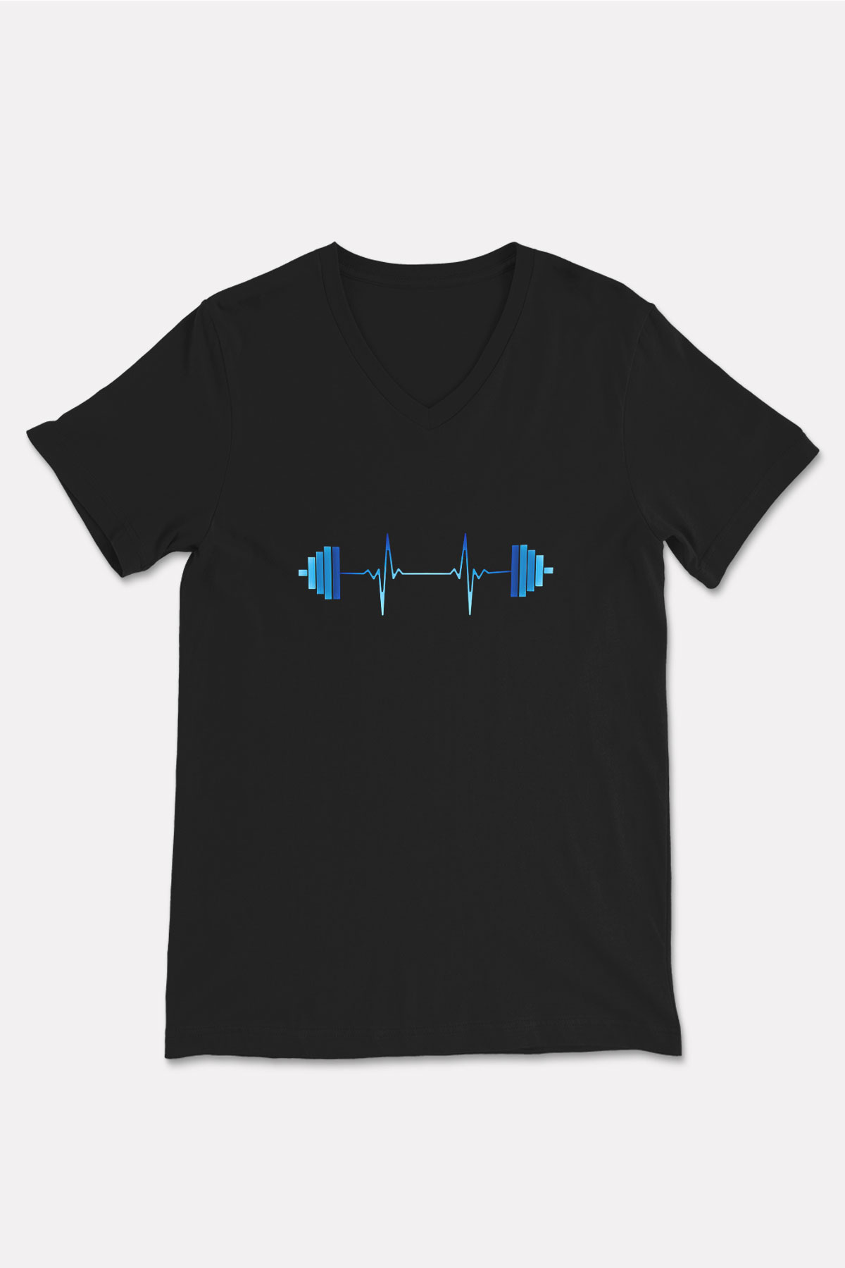 Halter Baskılı Unisex Siyah V Yaka Tişört