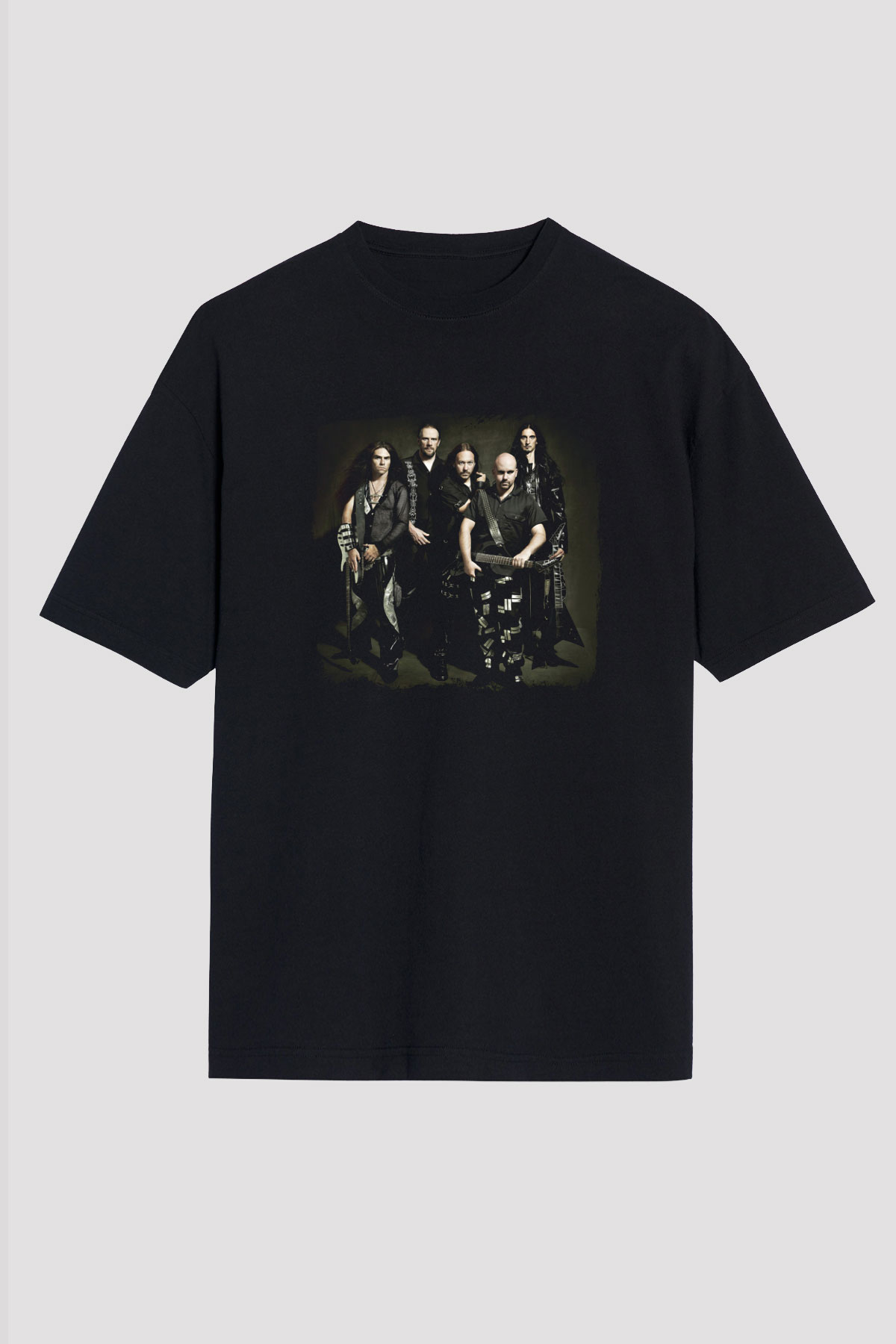 HammerFall Baskılı Unisex Siyah Oversize Tişört