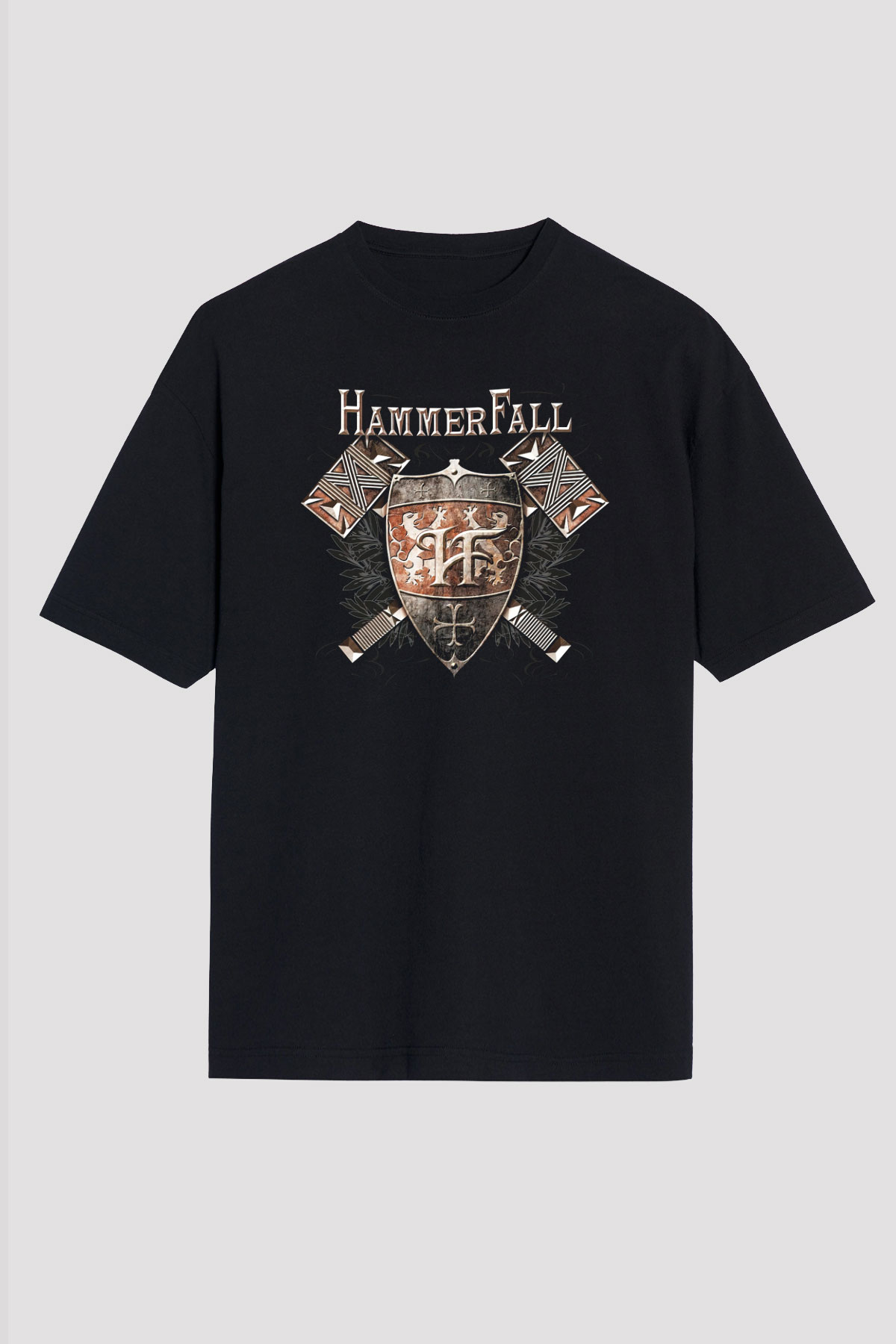 HammerFall Siyah Unisex Oversize Tişört T-Shirt