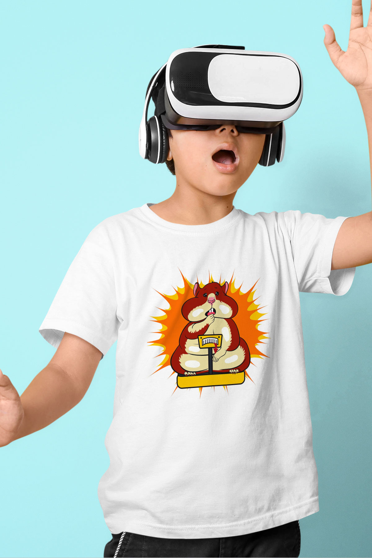 Hamster Baskılı Beyaz Unisex Çocuk Tişört