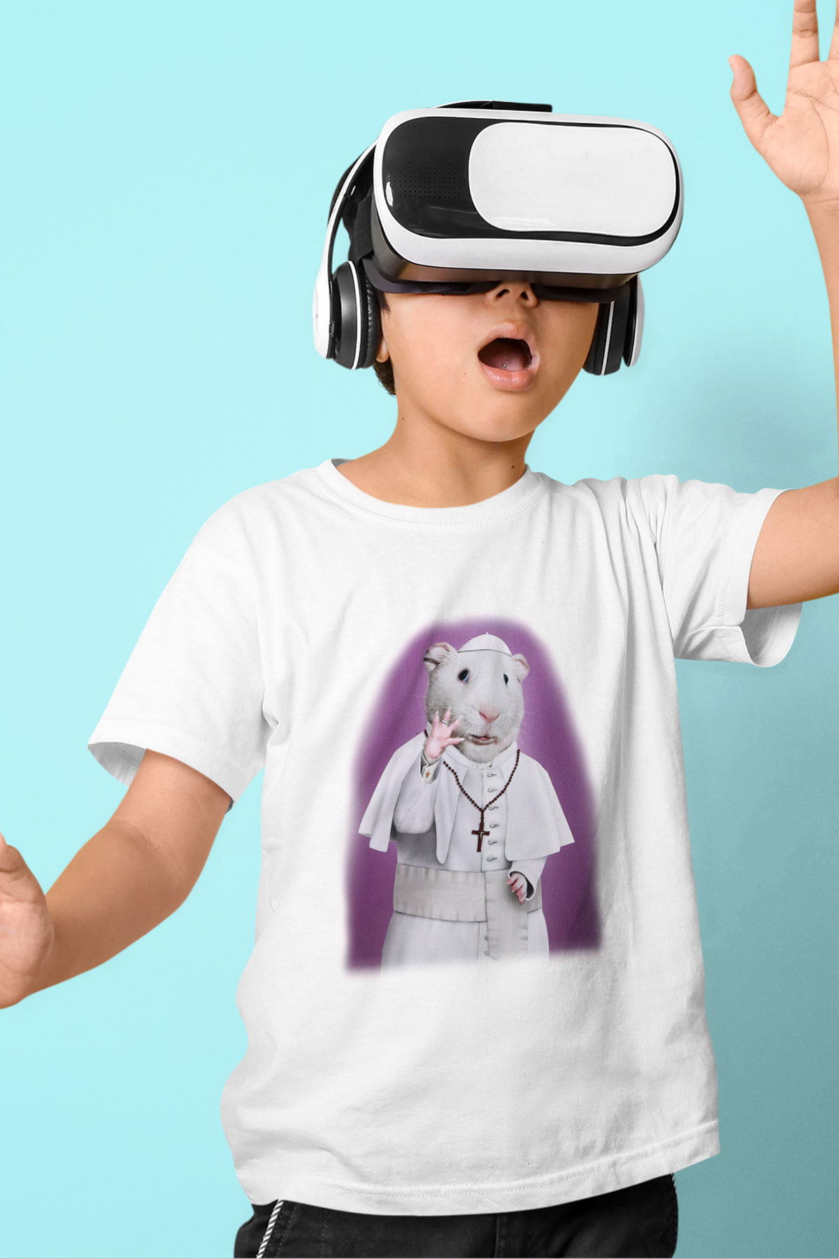 Hamster Baskılı Beyaz Unisex Çocuk Tişört