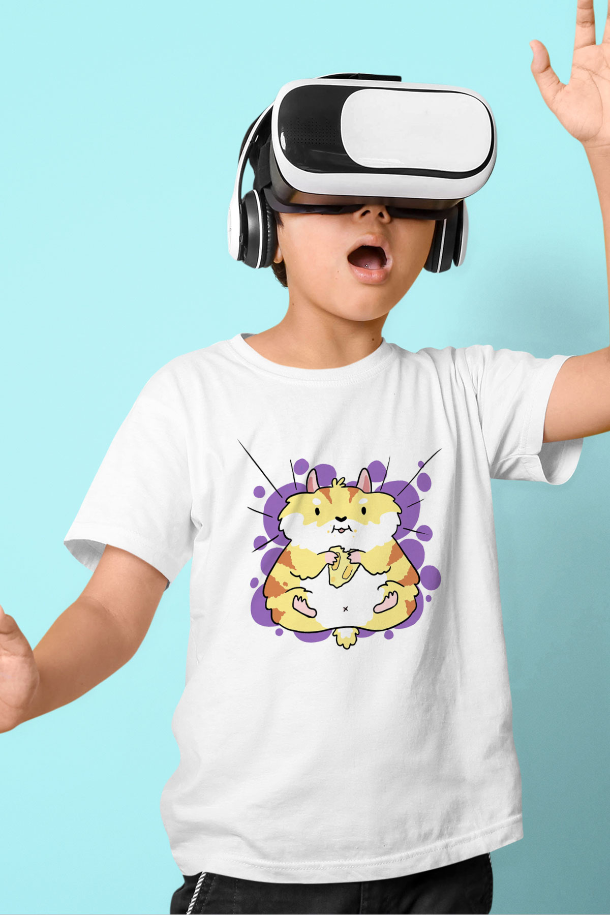 Hamster Baskılı Beyaz Unisex Çocuk Tişört