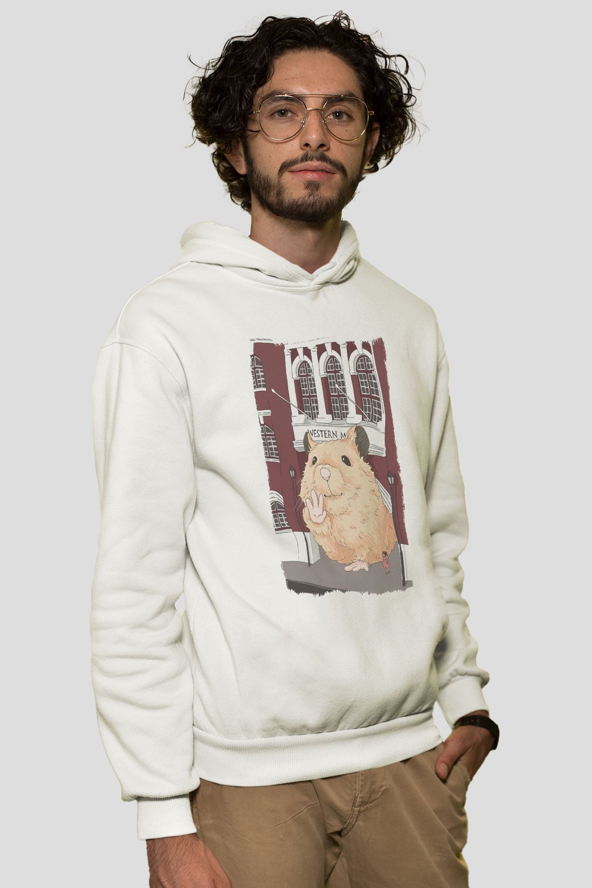 Hamster Beyaz Unisex Hoodie