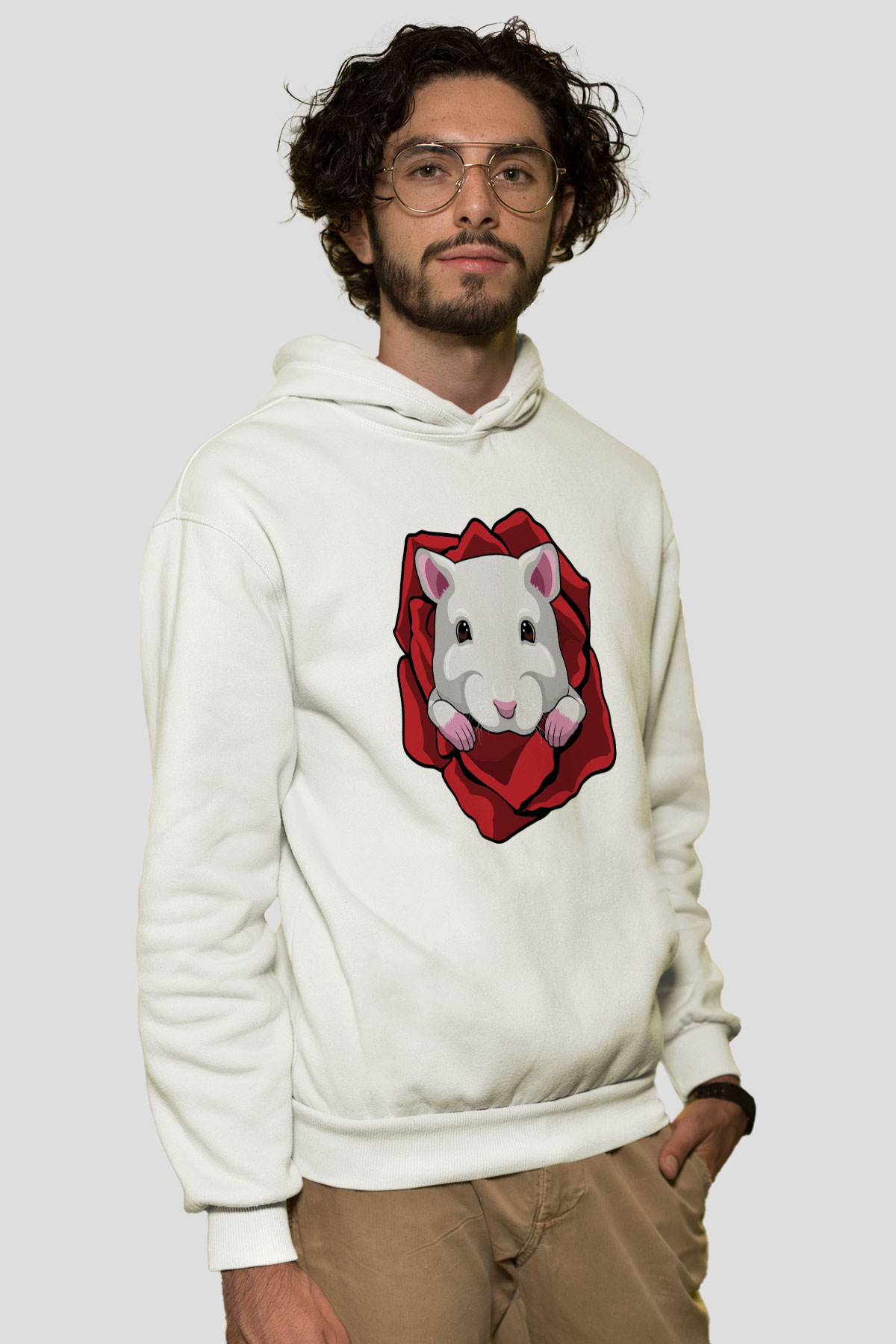 Hamster Beyaz Unisex Hoodie