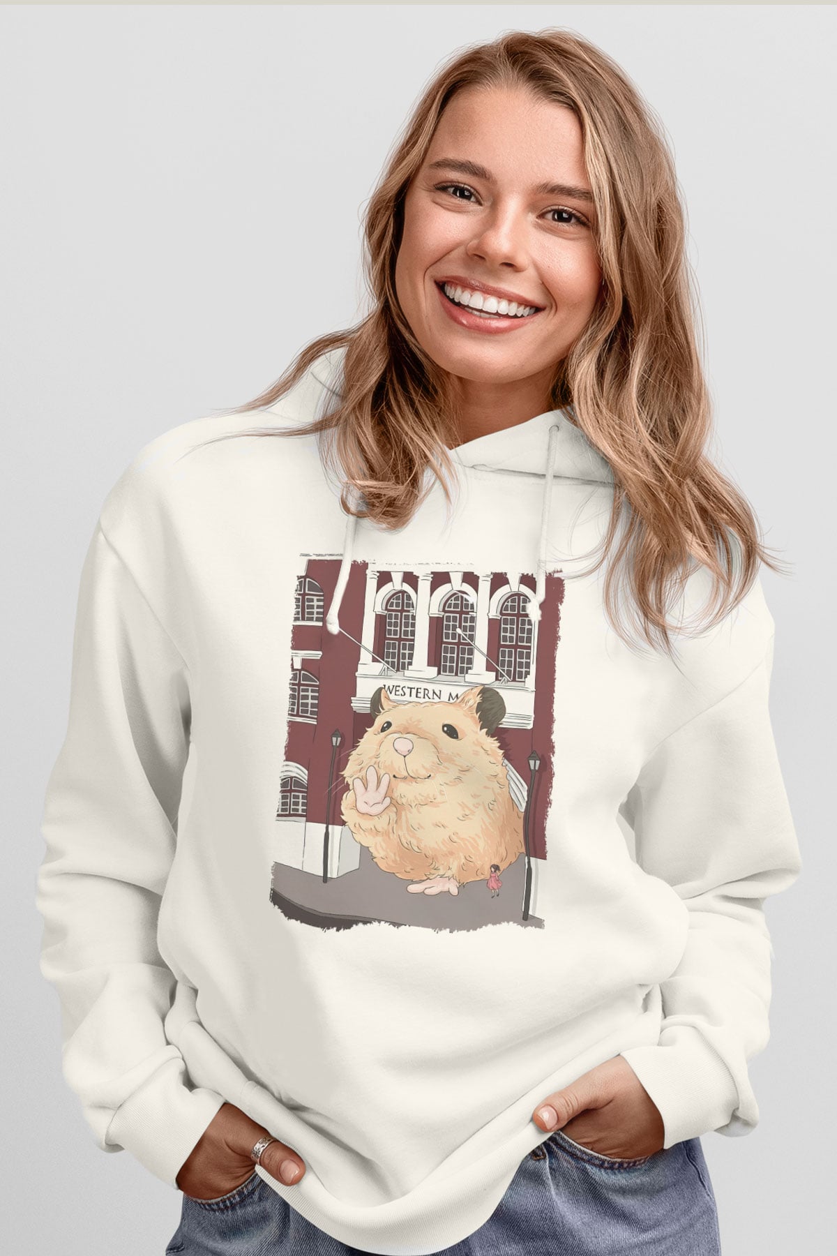 Hamster Beyaz Unisex Hoodie