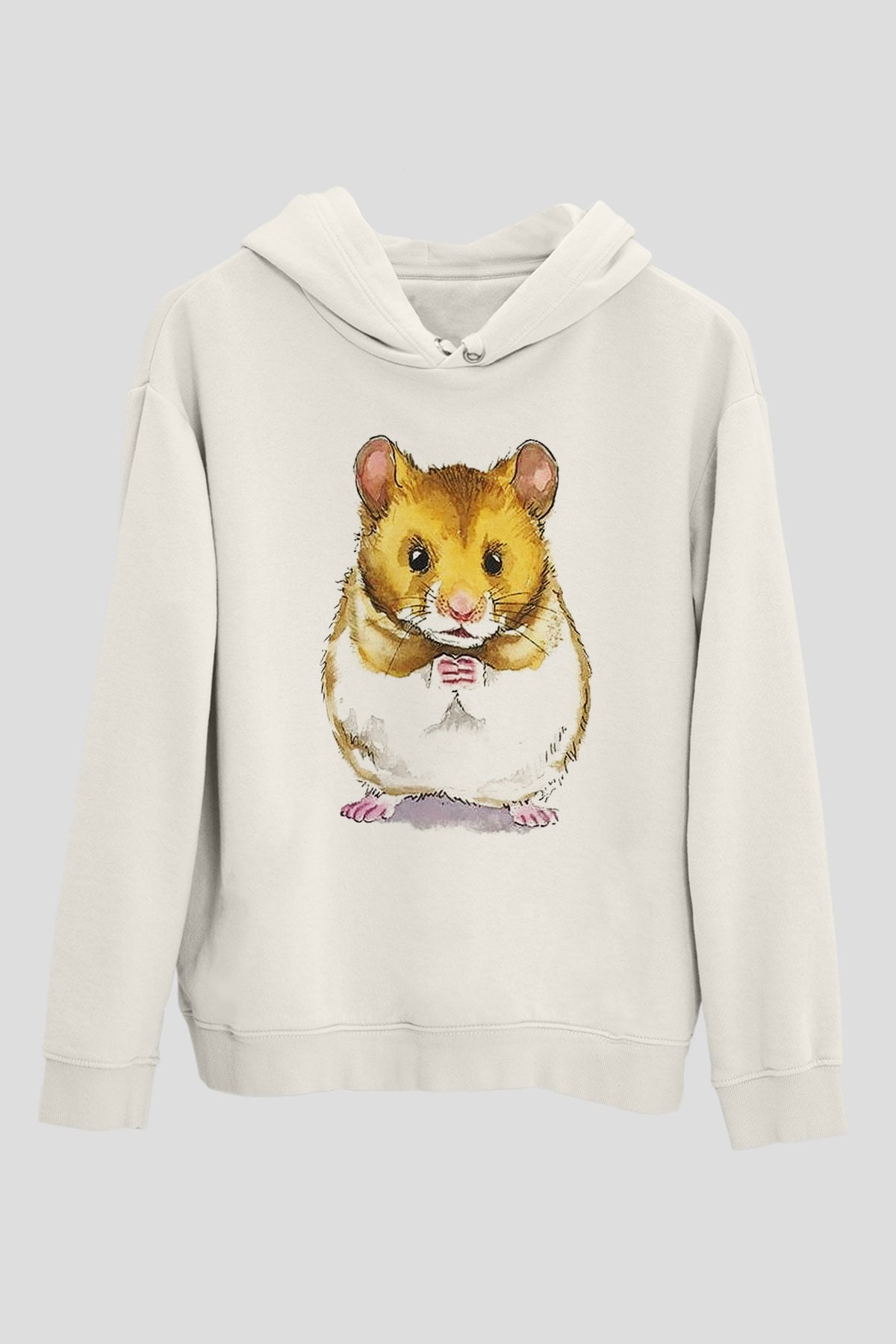 Hamster Beyaz Unisex Kapşonlu Sweatshirt