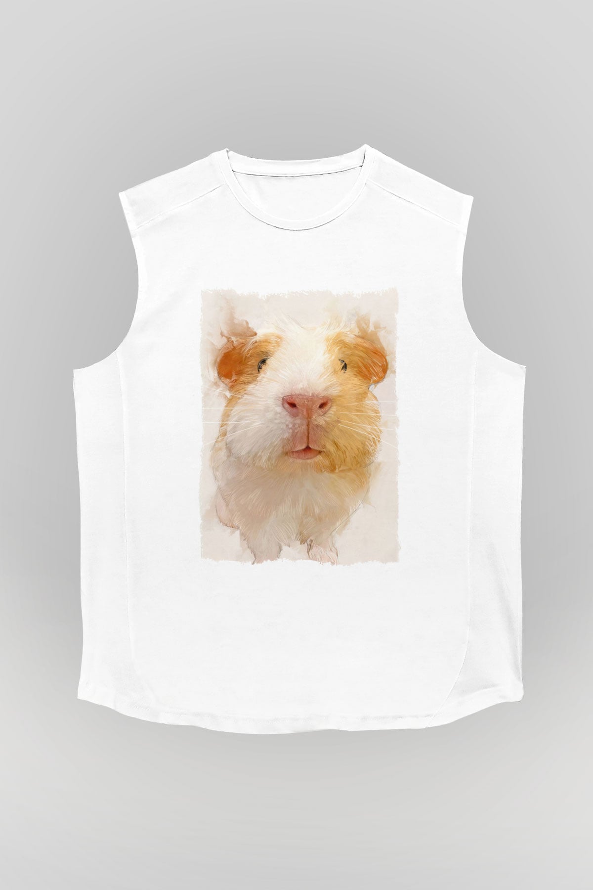 Hamster Beyaz Unisex Kolsuz Tişört