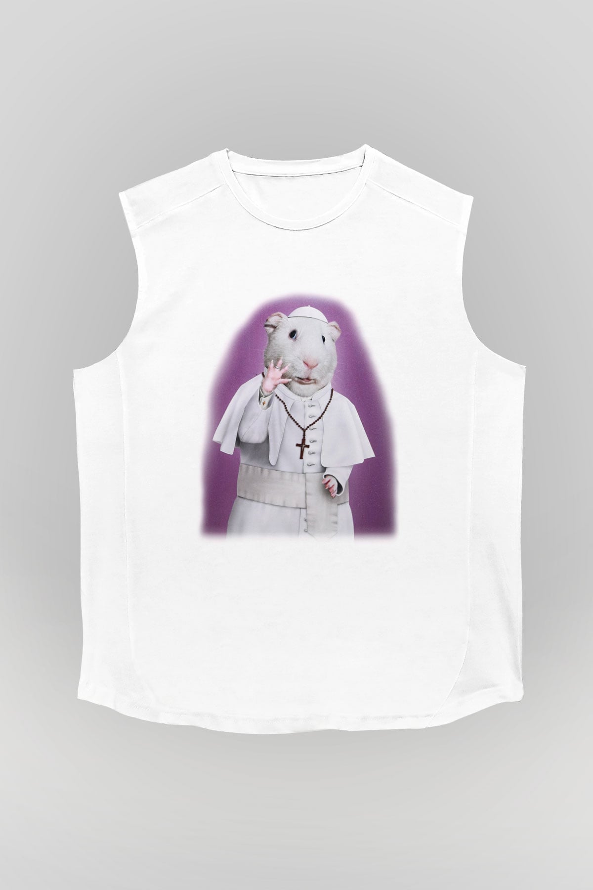 Hamster Beyaz Unisex Kolsuz Tişört