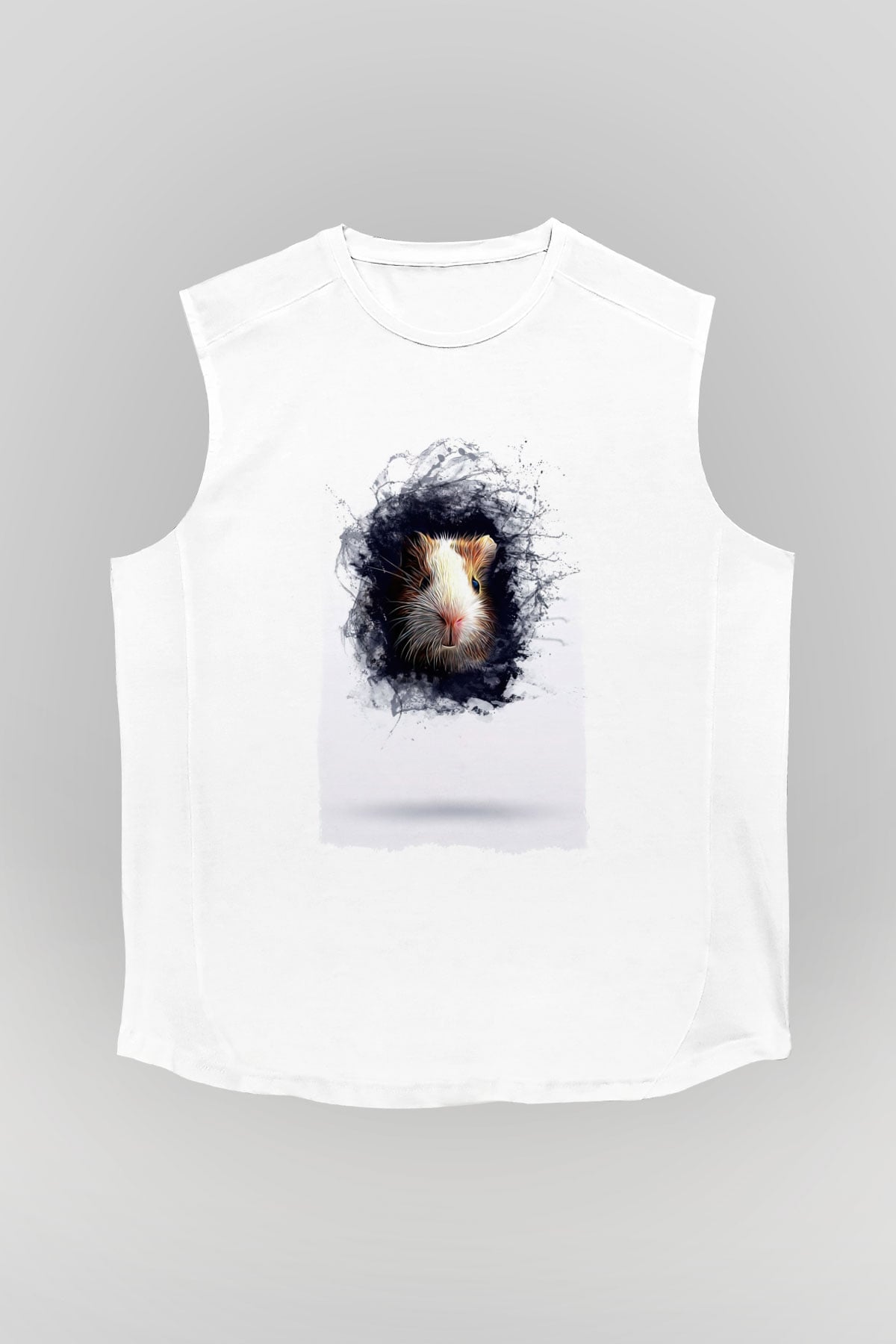 Hamster Beyaz Unisex Kolsuz Tişört