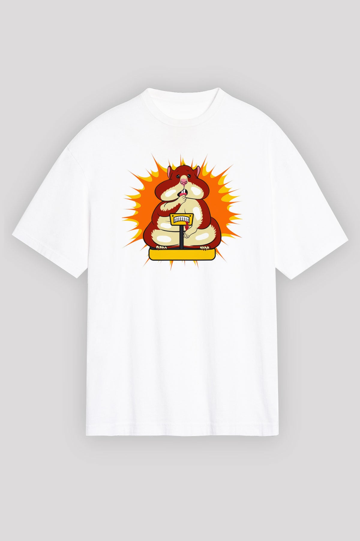 Hamster Beyaz Unisex Oversize Tişört T-Shirt
