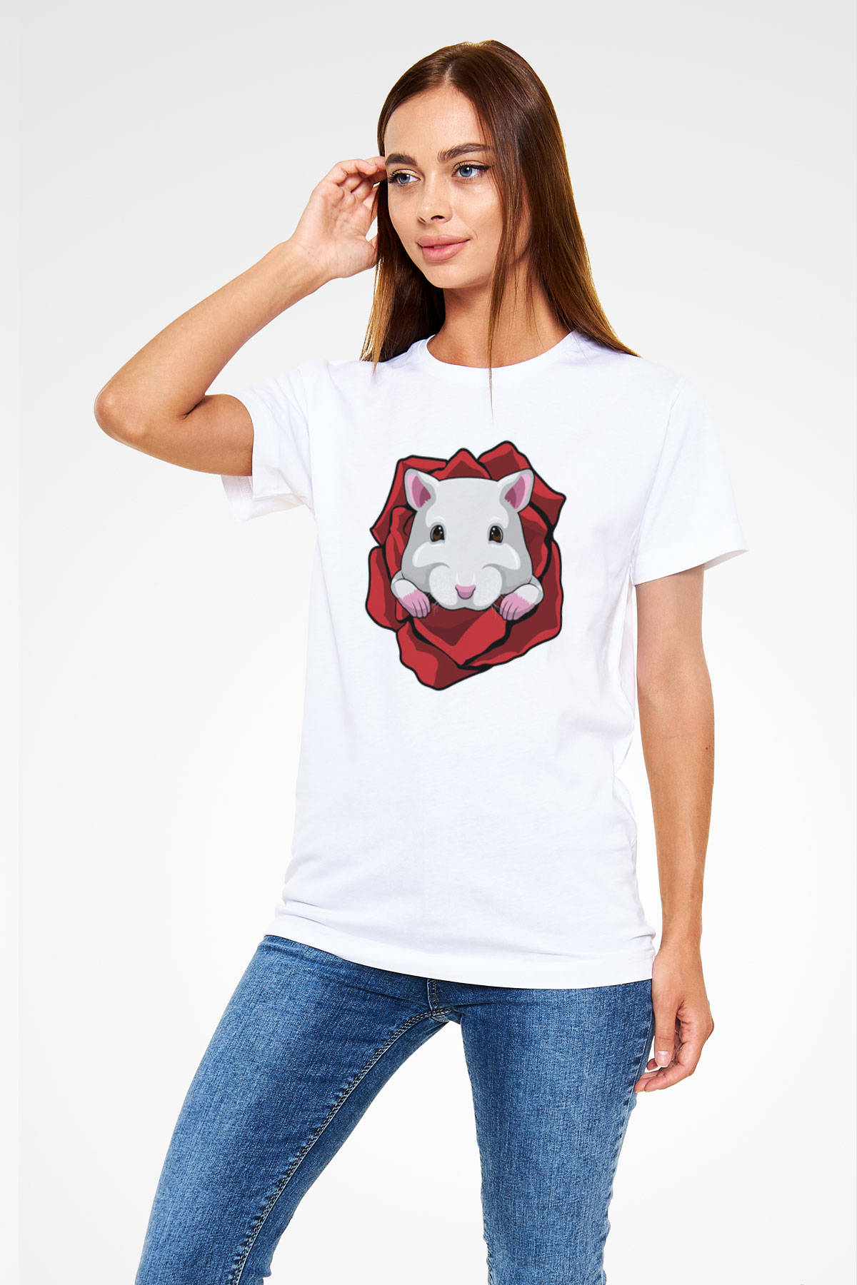 Hamster Beyaz Unisex Tişört T-Shirt - TişörtFabrikası