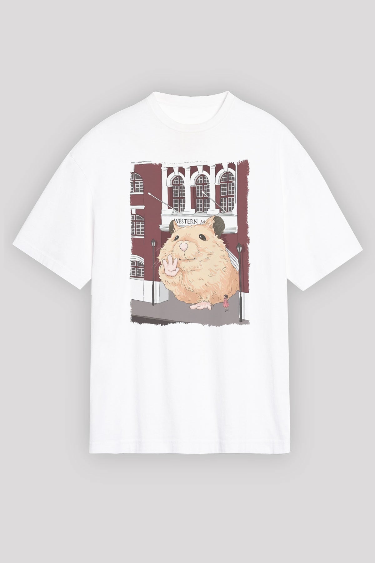Hamster Beyaz Oversize Tişört Oversize T-shirt - TişörtFabrikası