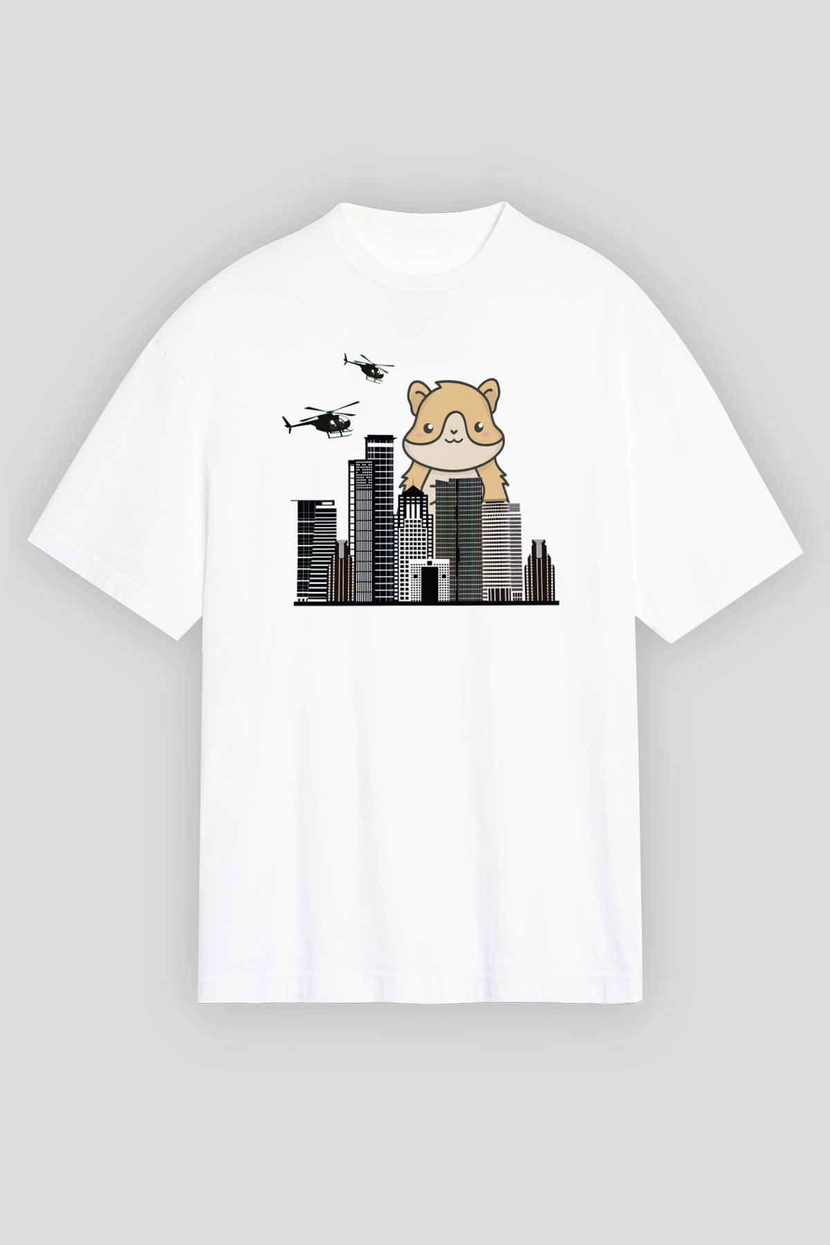 Hamster Beyaz Oversize Tişört Oversize T-shirt - TişörtFabrikası