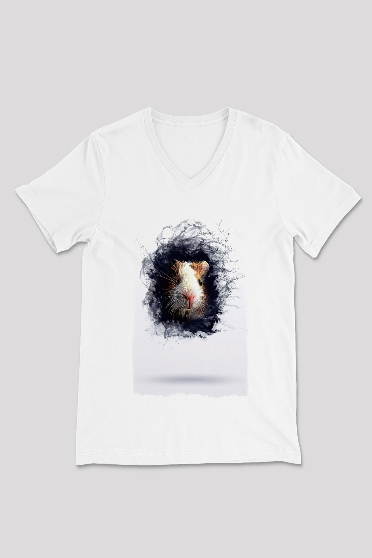 Hamster Beyaz Unisex V Yaka Tişört