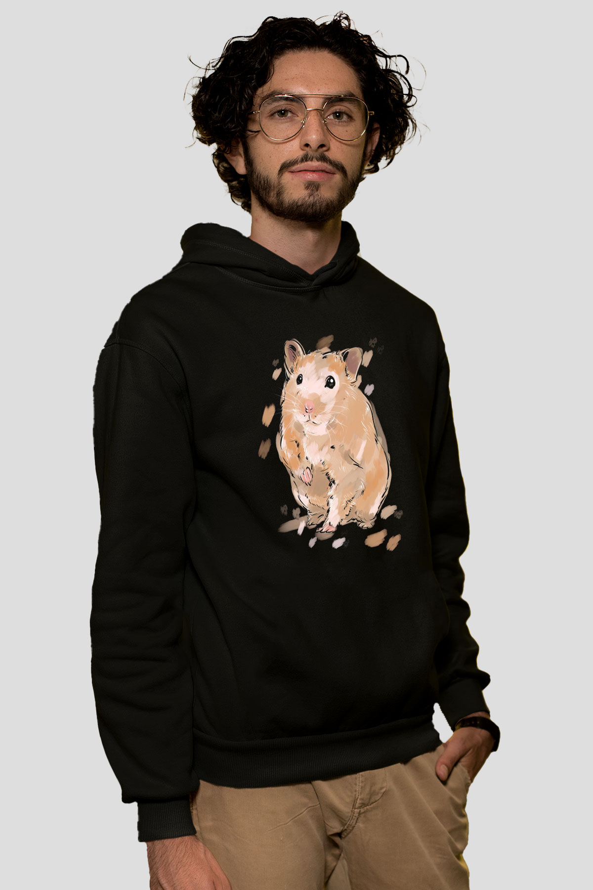Hamster Siyah Unisex Hoodie
