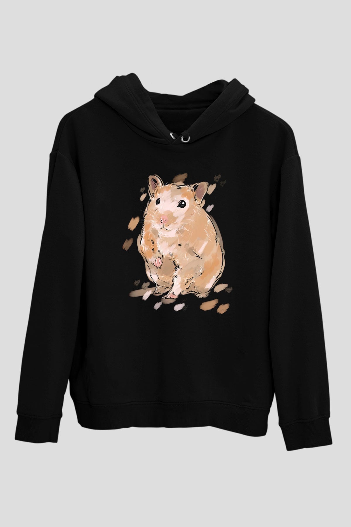 Hamster Siyah Unisex Hoodie