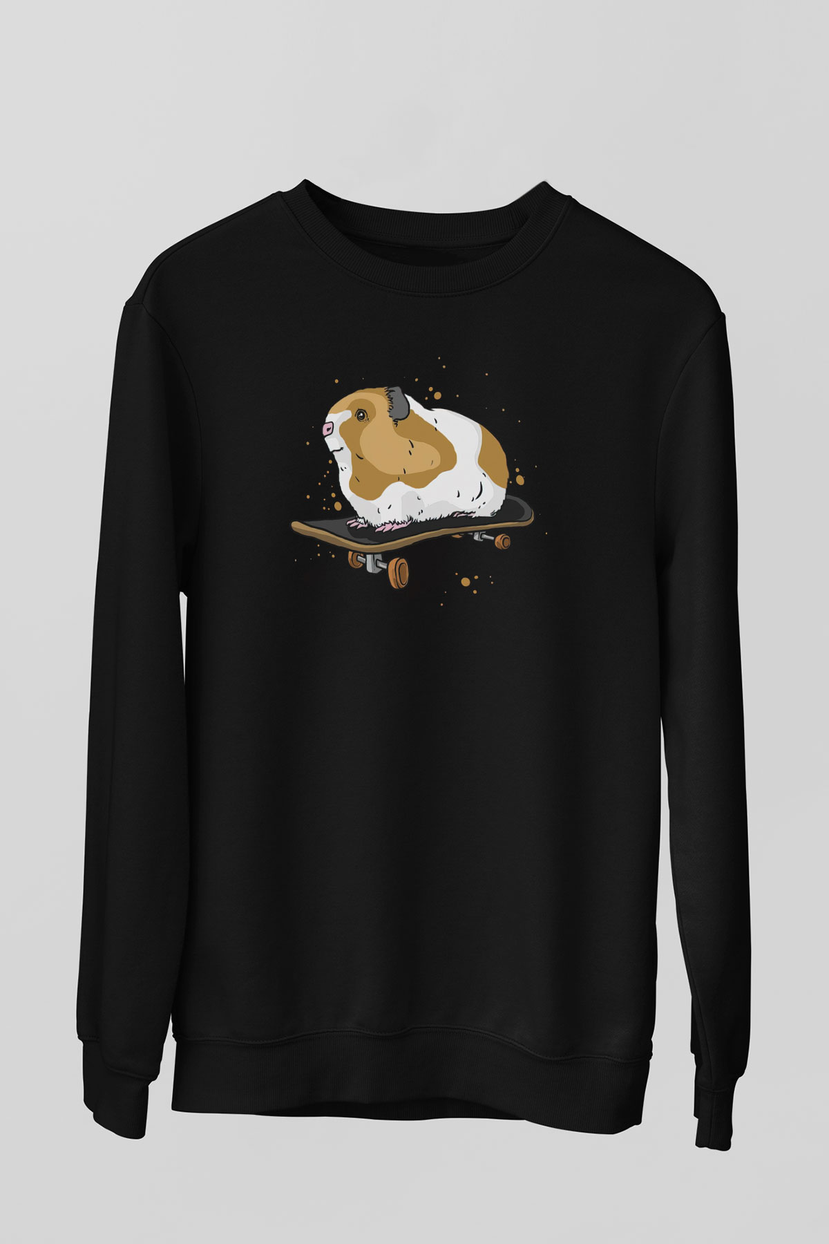 Hamster Siyah Unisex Sweatshirt