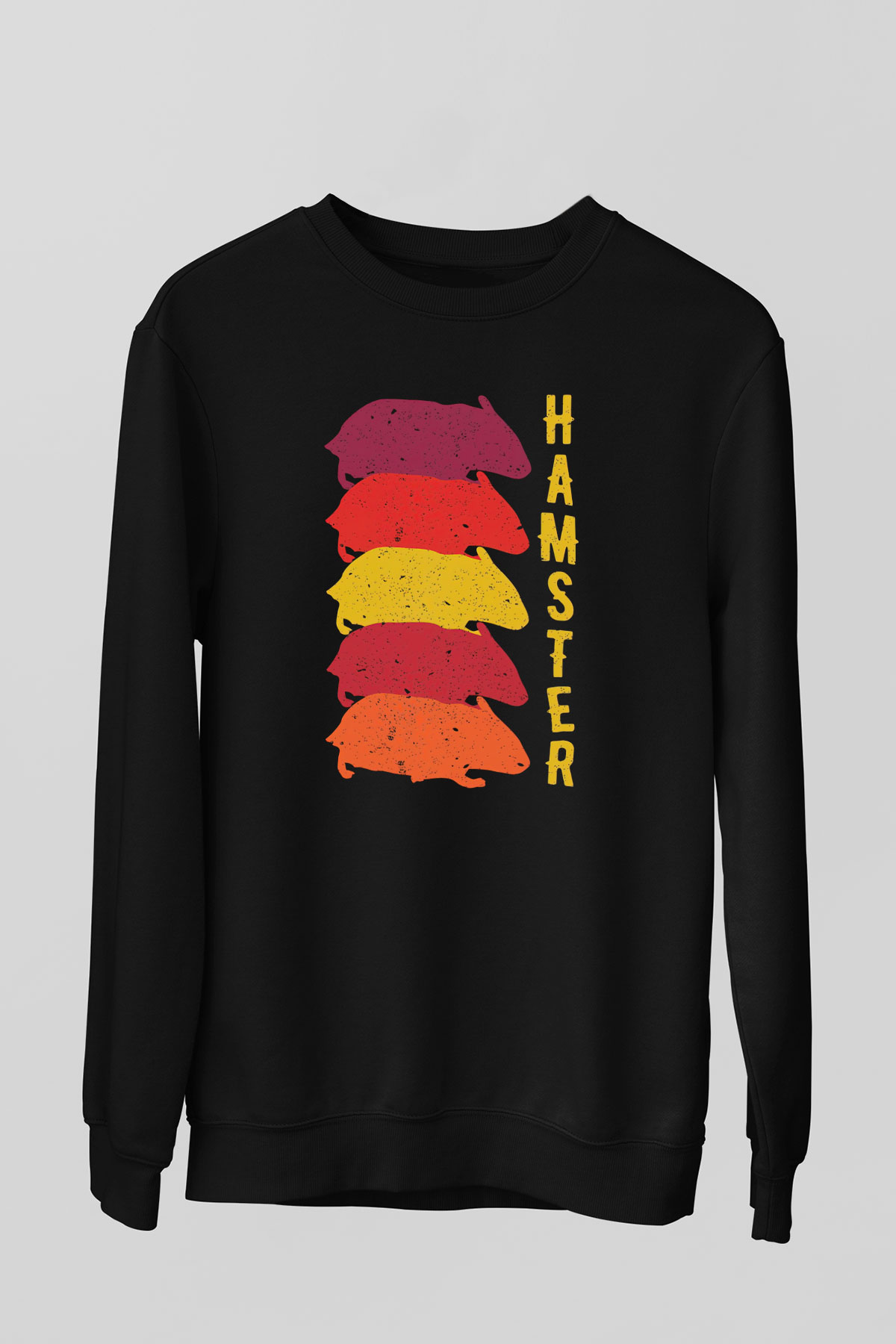 Hamster Siyah Unisex Sweatshirt