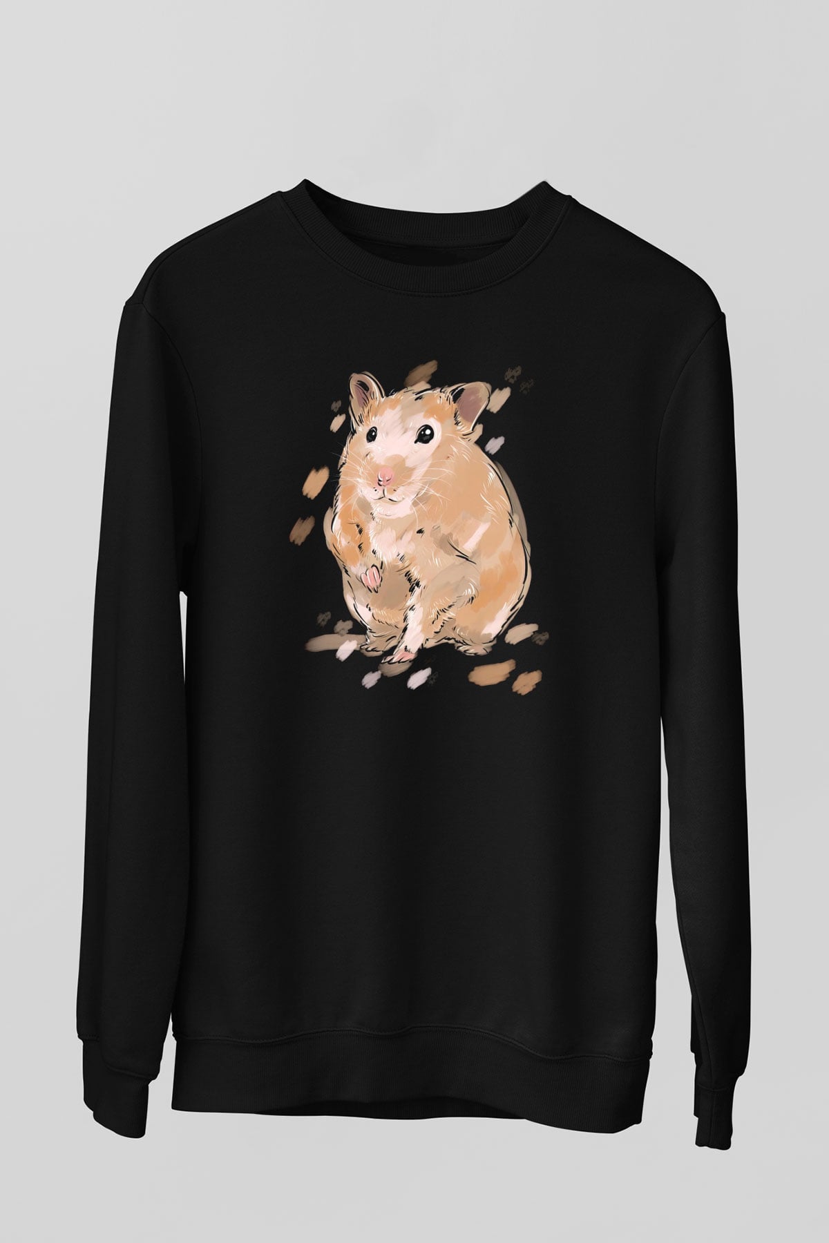Hamster Siyah Unisex Sweatshirt
