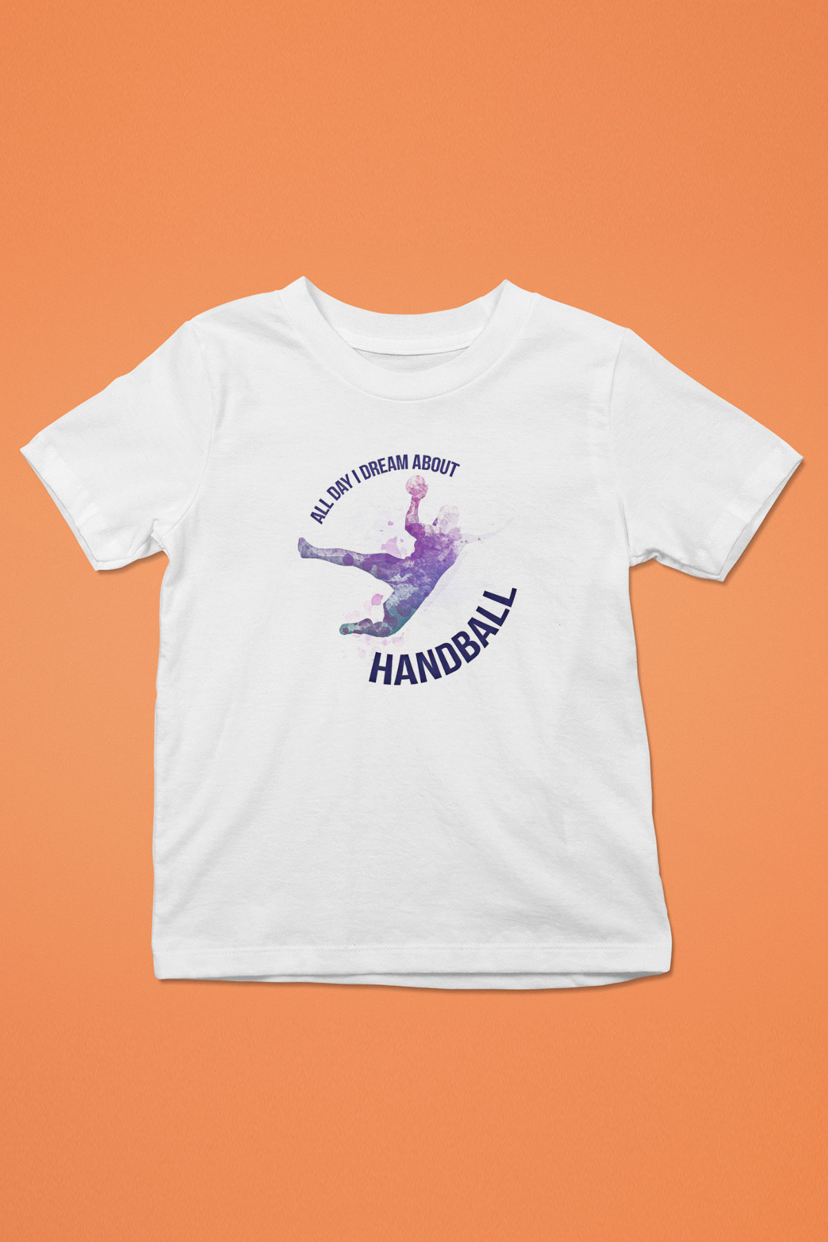 Handball Baskılı Unisex Beyaz Çocuk Tişört - Tshirt