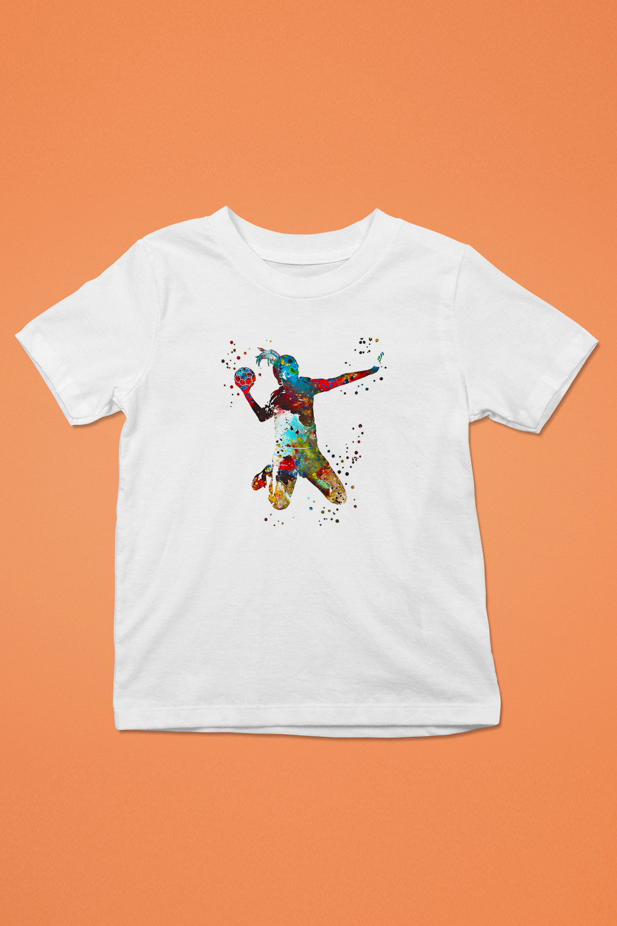 Handball Baskılı Unisex Beyaz Çocuk Tişört - Tshirt
