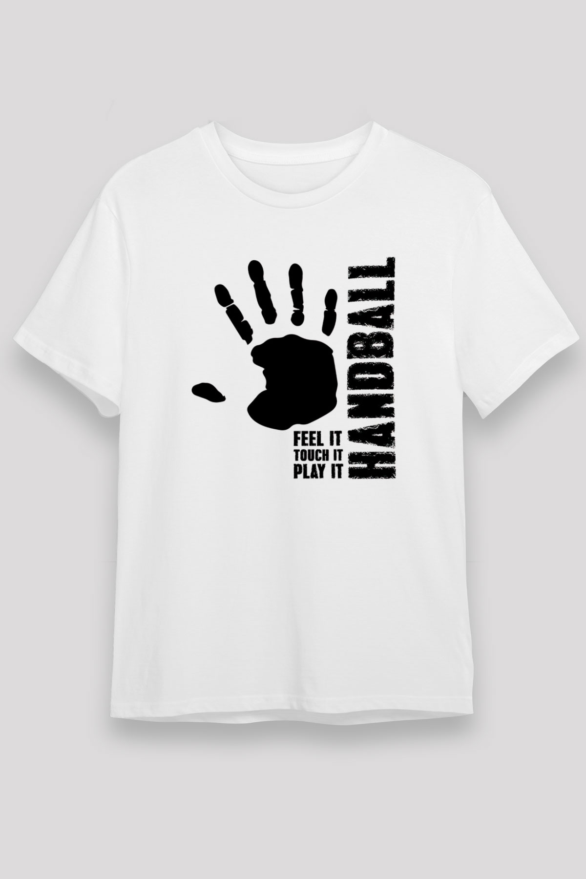 Handball Baskılı Unisex Beyaz Tişört - Tshirt